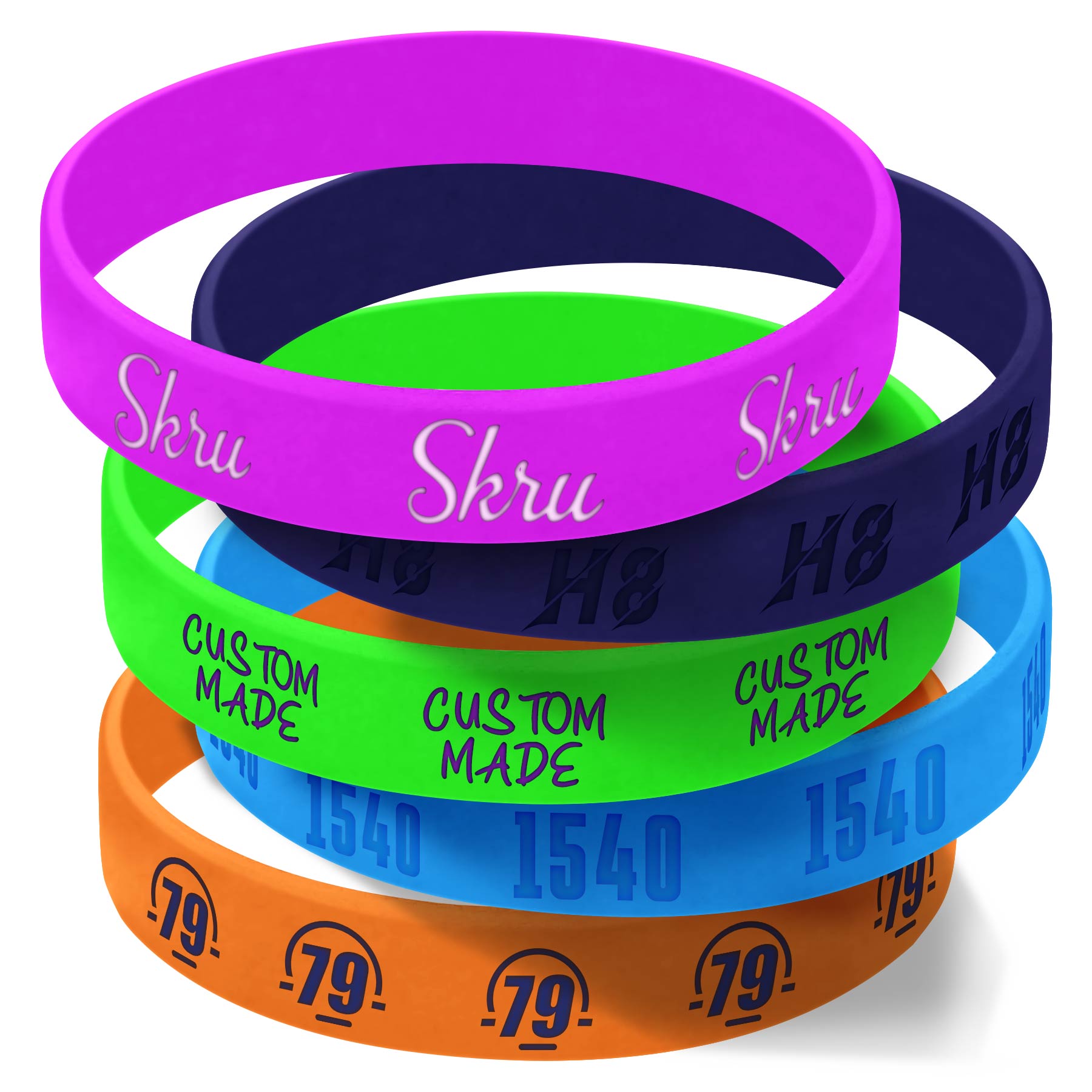 Debossed with Color Filled Silicone Bracelet 2