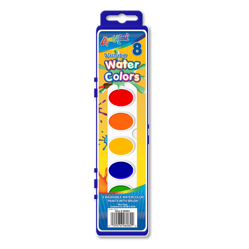 8 Ct Washable Watercolor Paint Set w/ Brush