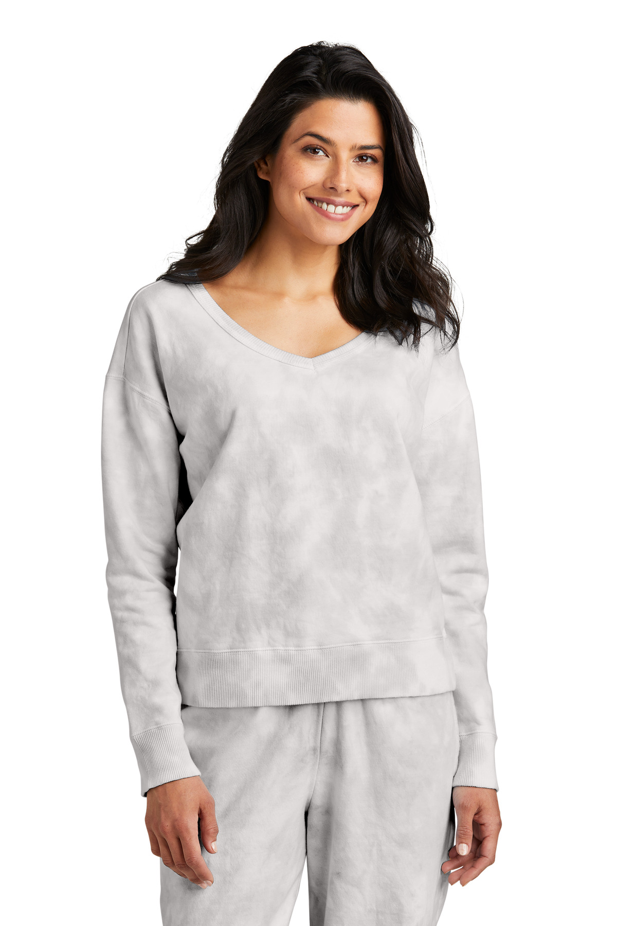Port & Co Women's Beach Wash Cloud Tie-Dye V-Neck Sweatshirt LPC140V 16