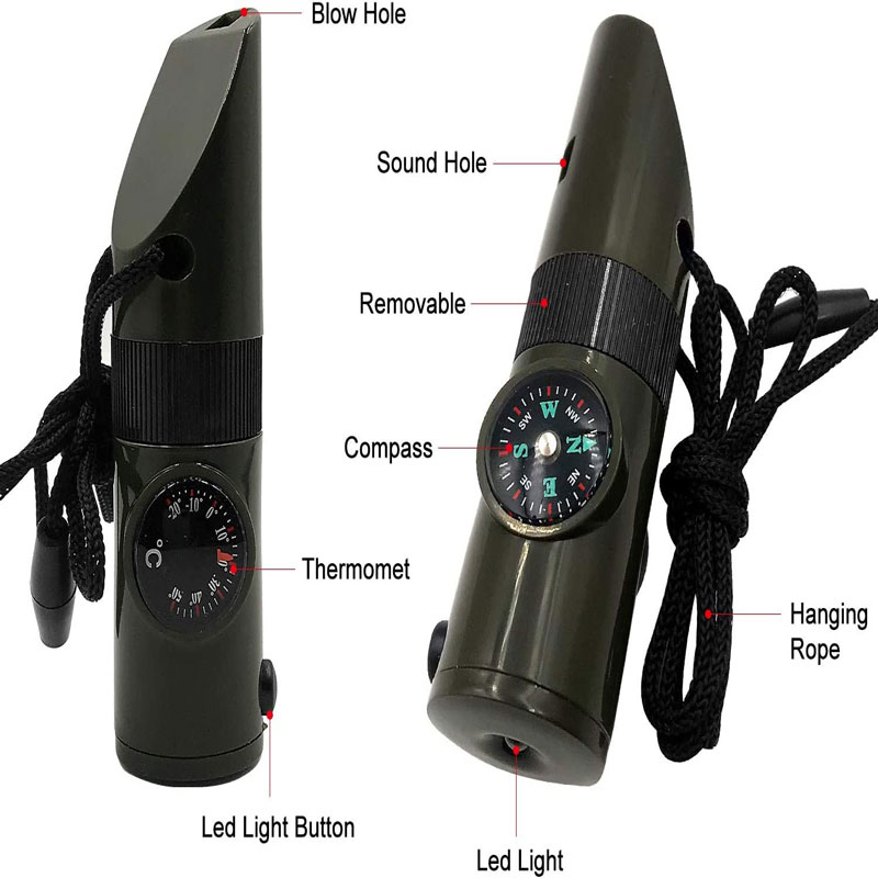 7-in-1 Emergency Whistles w/Compass & Thermometer 4