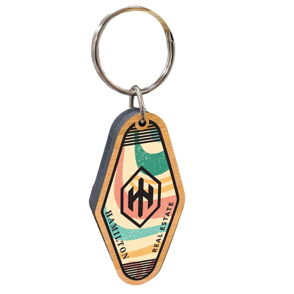 Vintage Bamboo Motel Keychain Hotel Key Tag