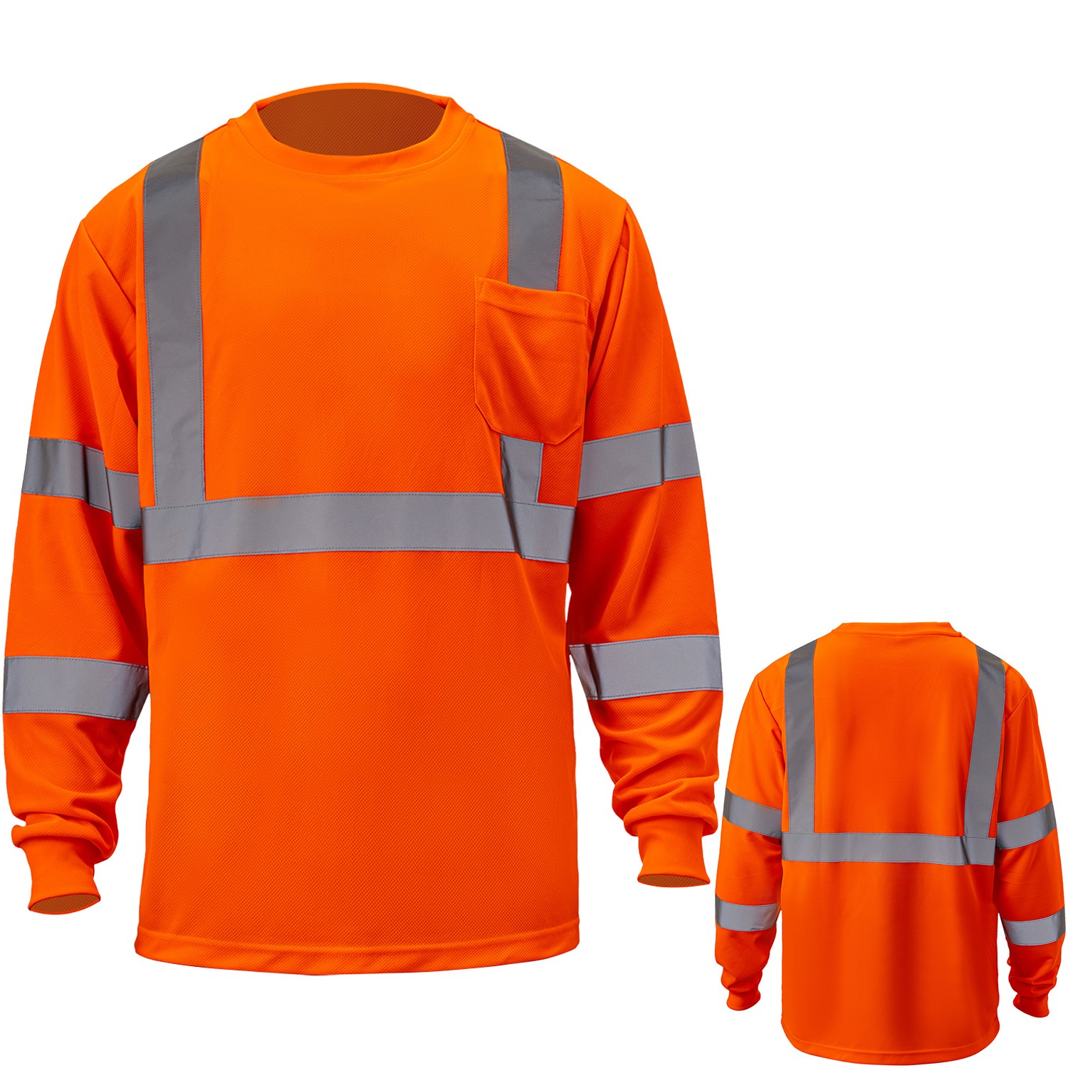 5 oz. Poly-Cotton Class 3 Reflective Tape Safety T-Shirt with Pocket 2