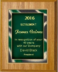 7" x 9" Oak Finish Plaque with a Green Artist Plate 2