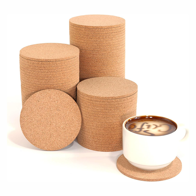 4 Inch Round Natural Cork Coaster 2