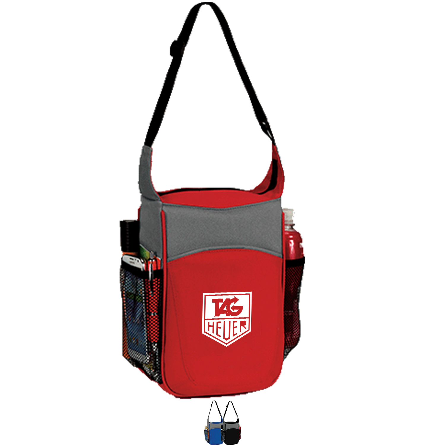 Two-Tone Insulated Picnic Lunch Cooler Bag w/ Front Pocket & Dual Side Mesh Pocket (7” x 10.5” x 5”) 3