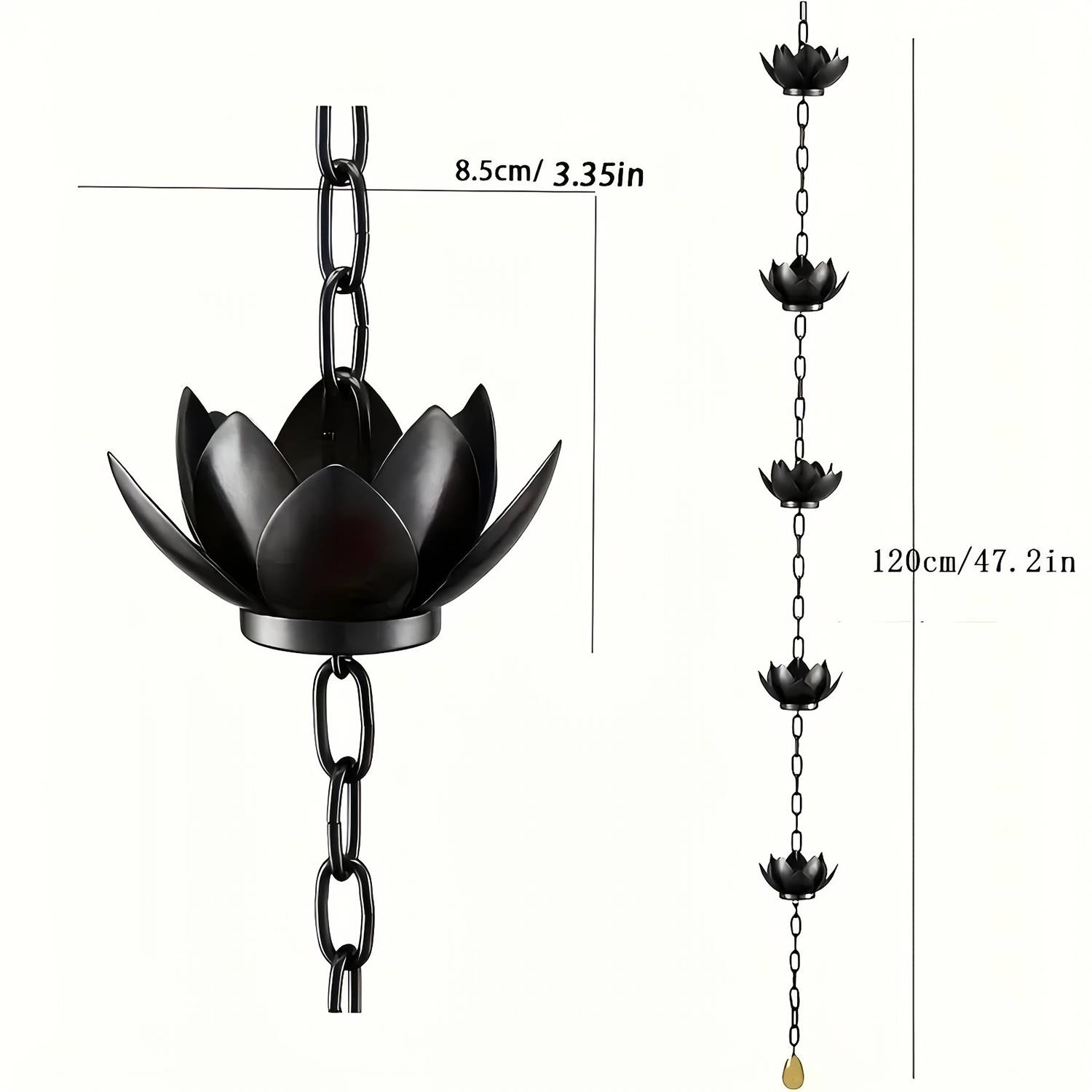 Lotus Design Rust-Resistant Rain Chain Decor 3