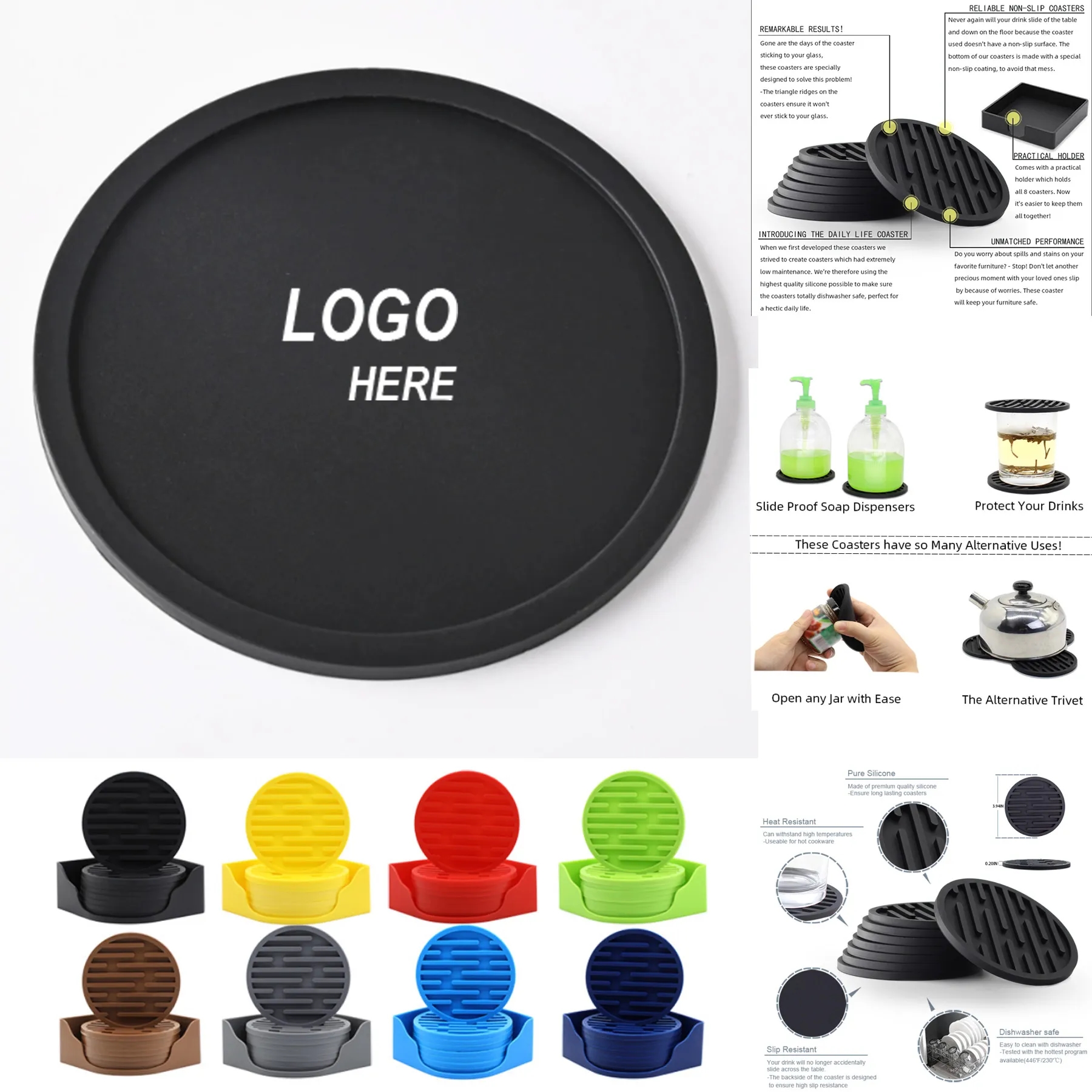 Draining Heat-Resistant Silicone Coaster 5