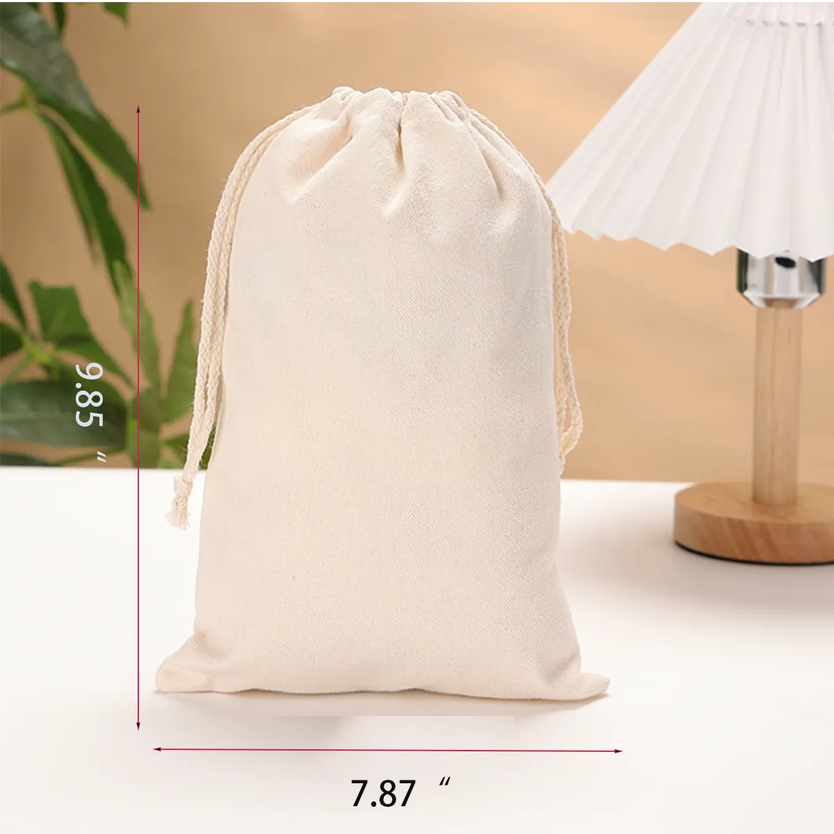 5 Pack Reusable Canvas Drawstring Bag All-Over Printing 3