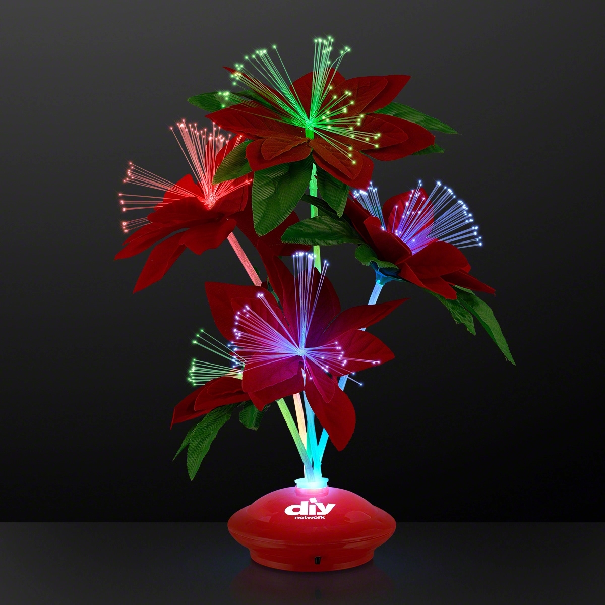 Red Christmas Flowers Light Up Centerpiece 2