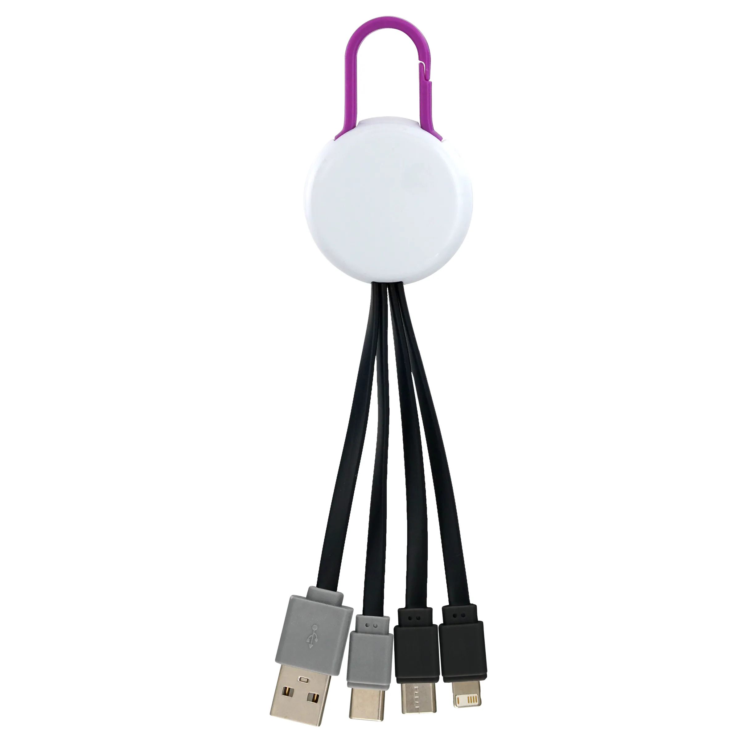 WHITE COLORFUL CLIP DUAL INPUT 3 IN 1 CHARGING CABLE 18