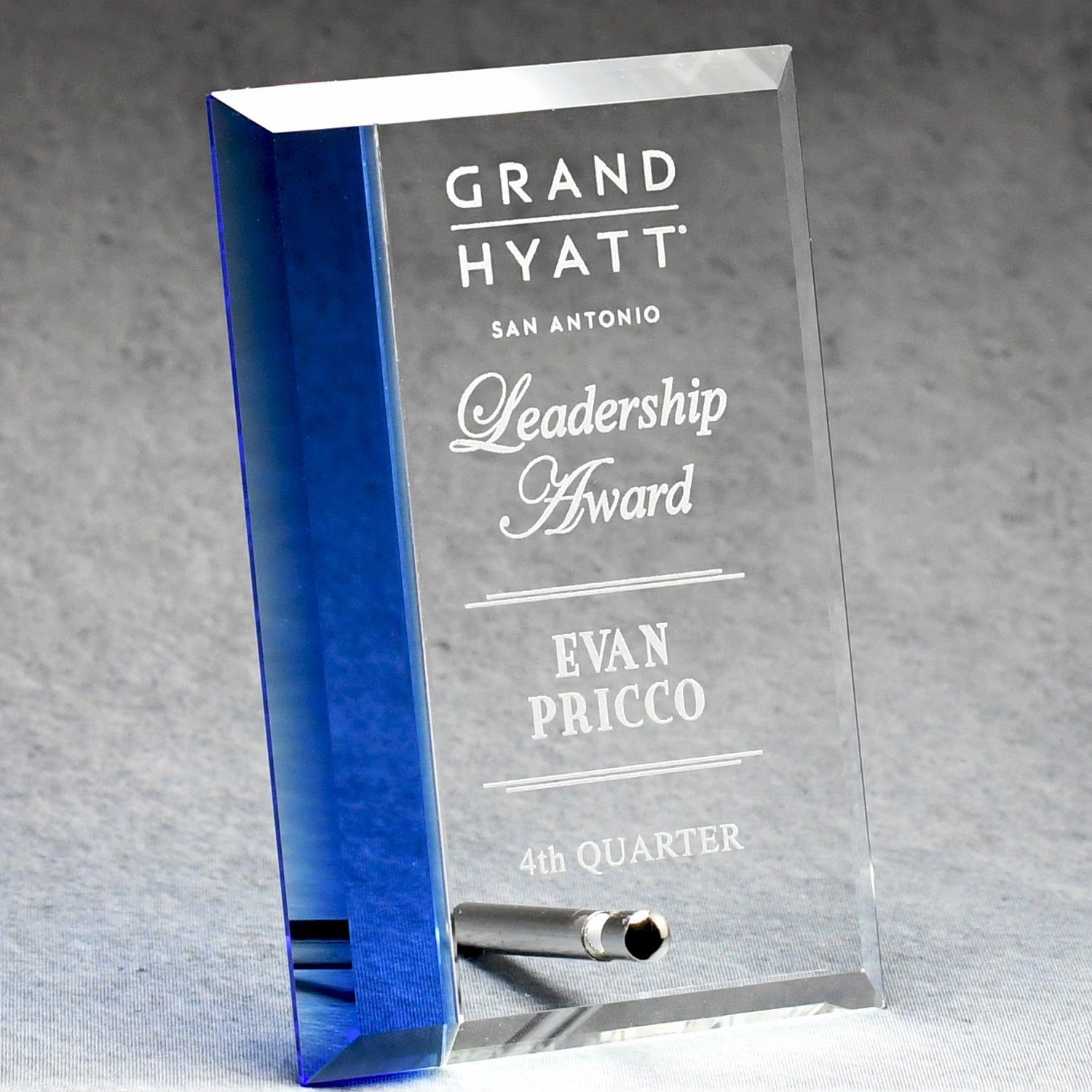 Economy Glass Plaque With Blue Accent 4