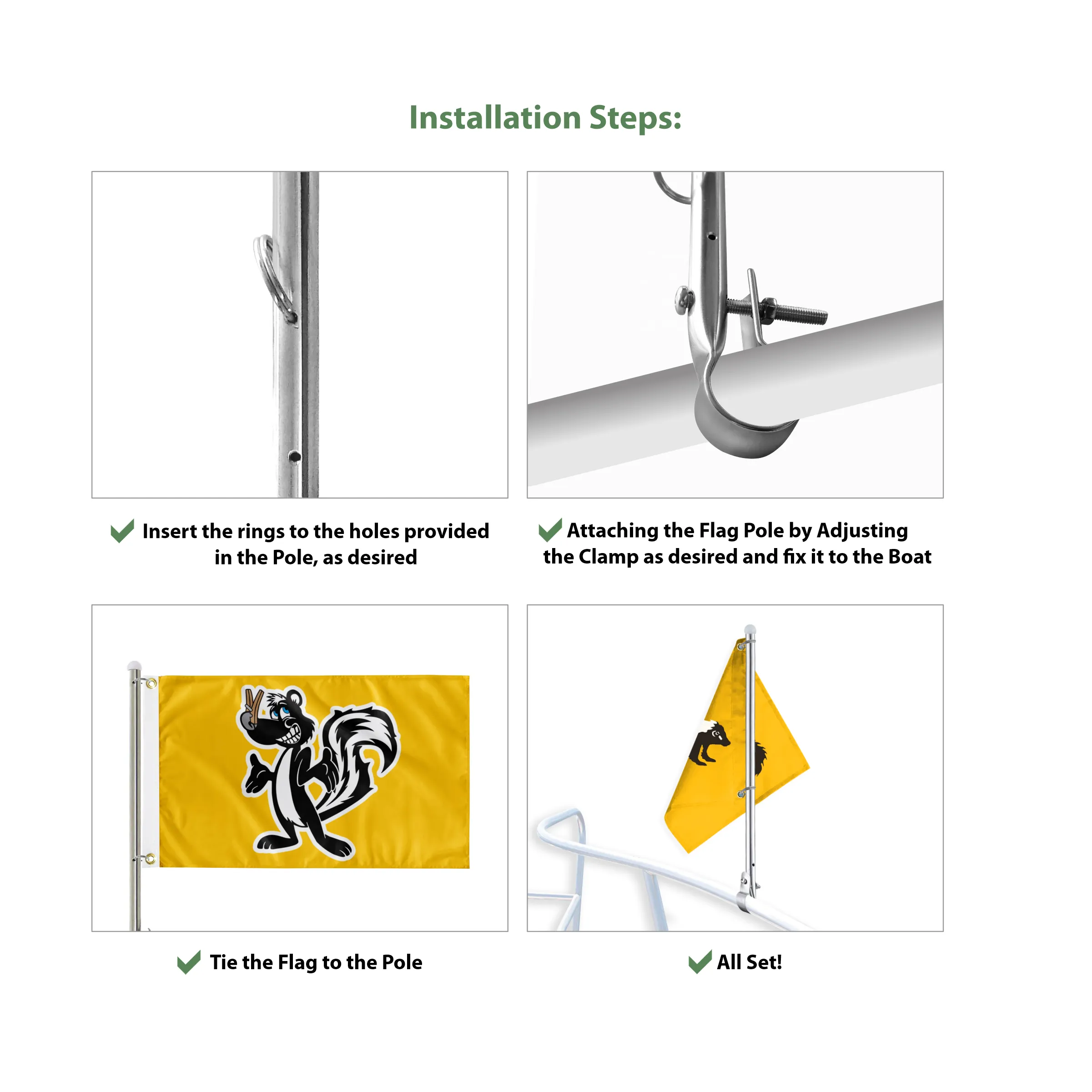 15" Stainless Steel Boat Flag Pole - Style B 7