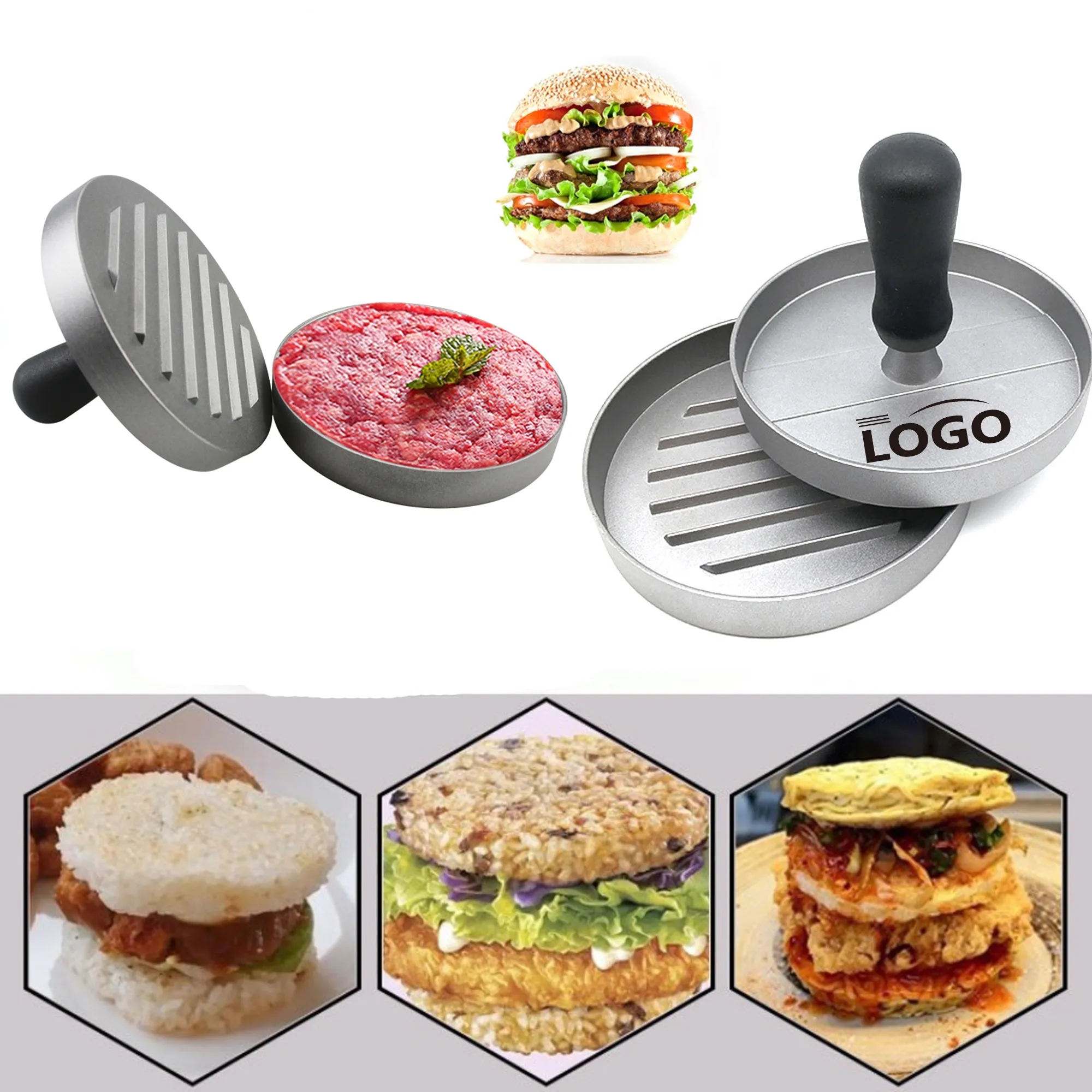 Aluminum Non-Stick Hamburger Press 4