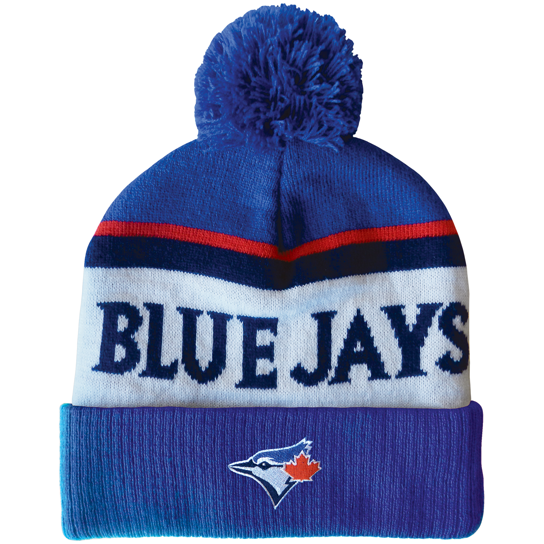 Knit Beanie with Pom and Ribbed Cuff (Woven Logo) 9