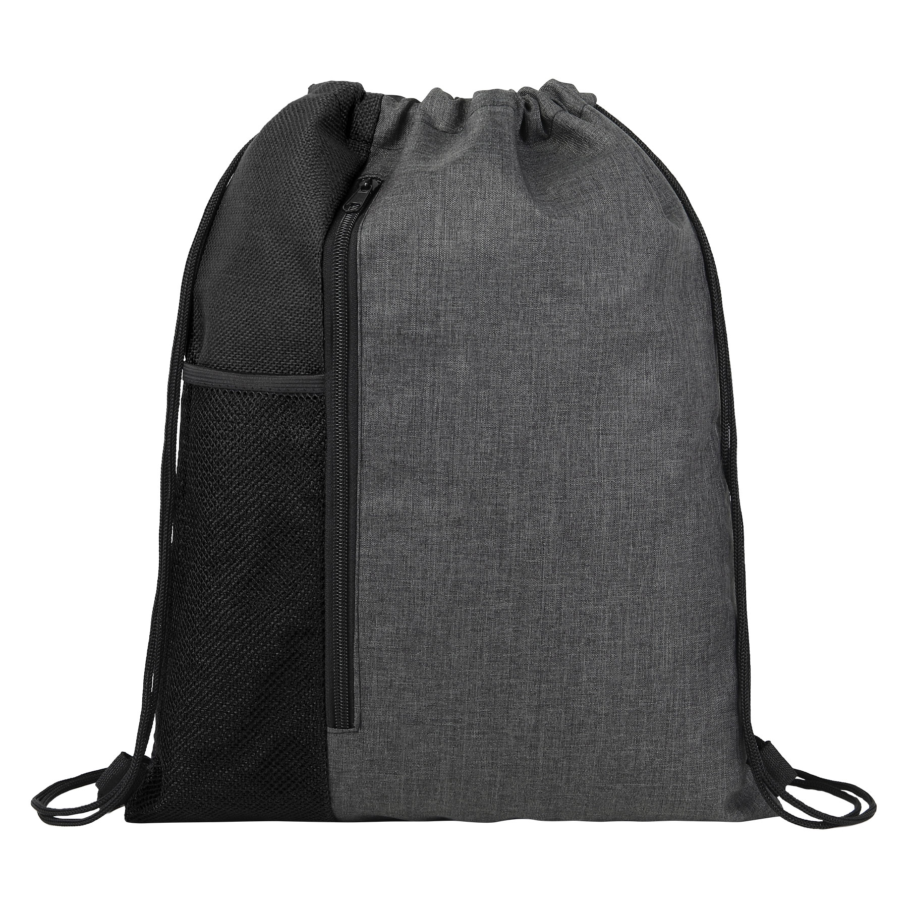 Drawstring Backpack With Front Vertical Zip Pocket And Mesh Pocket 7