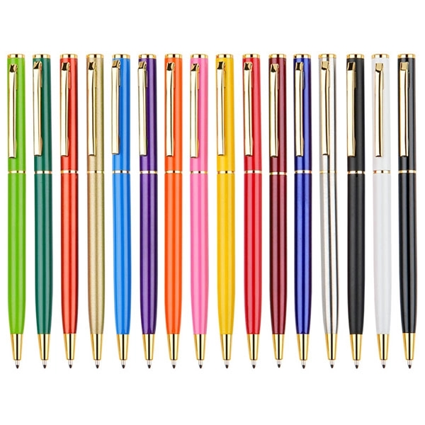 Slim Twist Metal Hotel Pen With Gold Trim 3