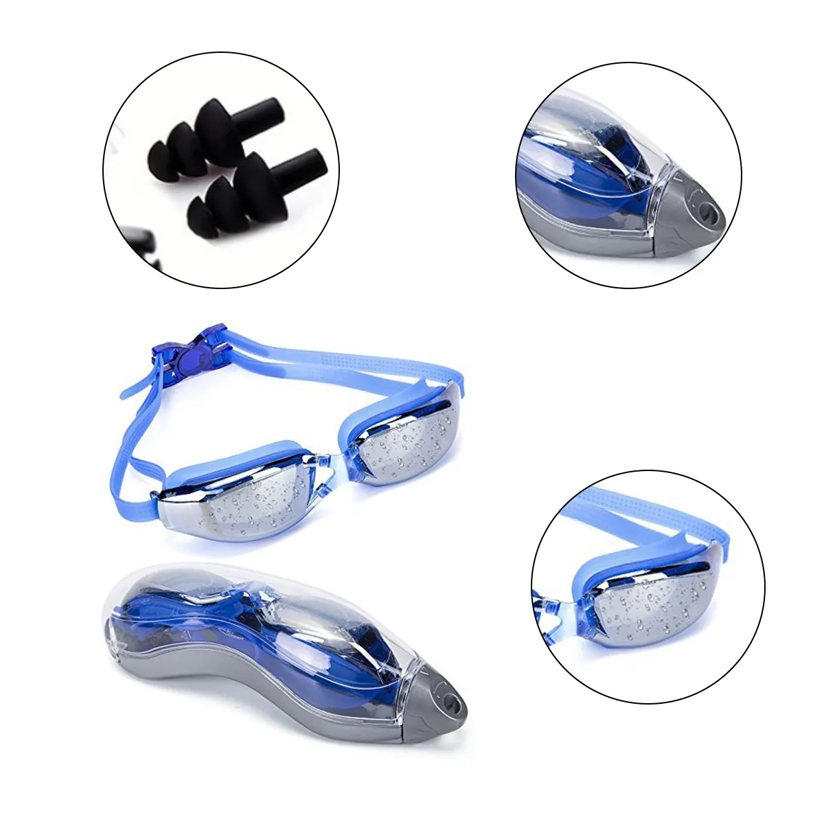Anti-Fog UV Protection Swimming Goggles with Case 8