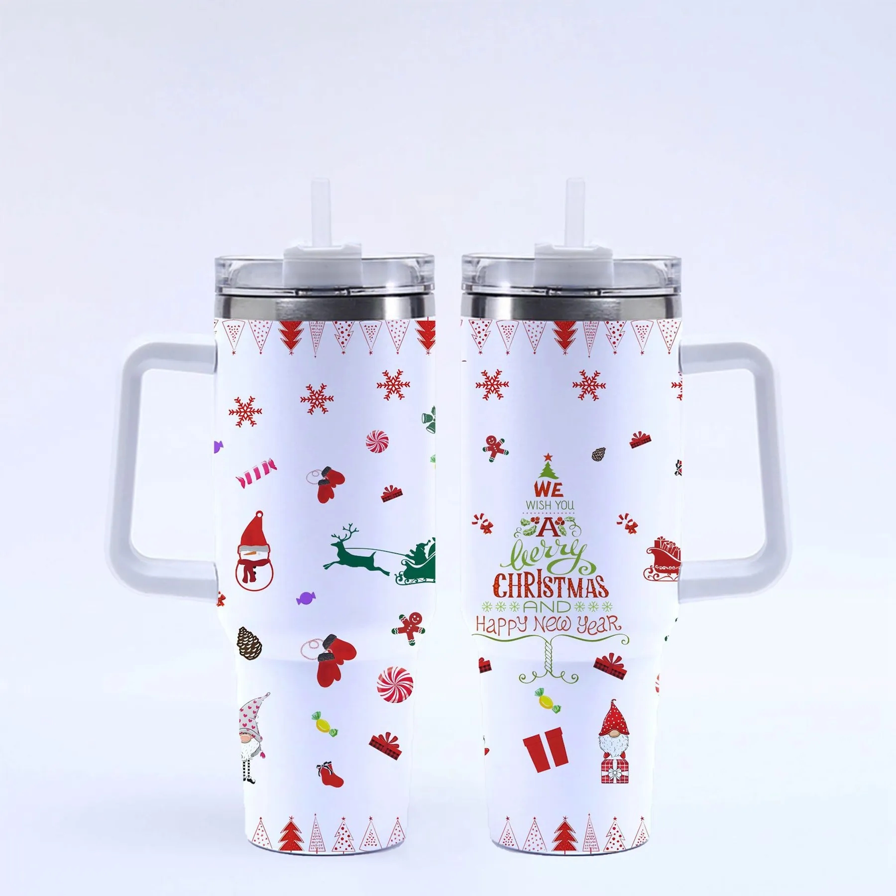 40 Oz. Christmas Theme Vacuum Tumbler with Lid and Straw 45