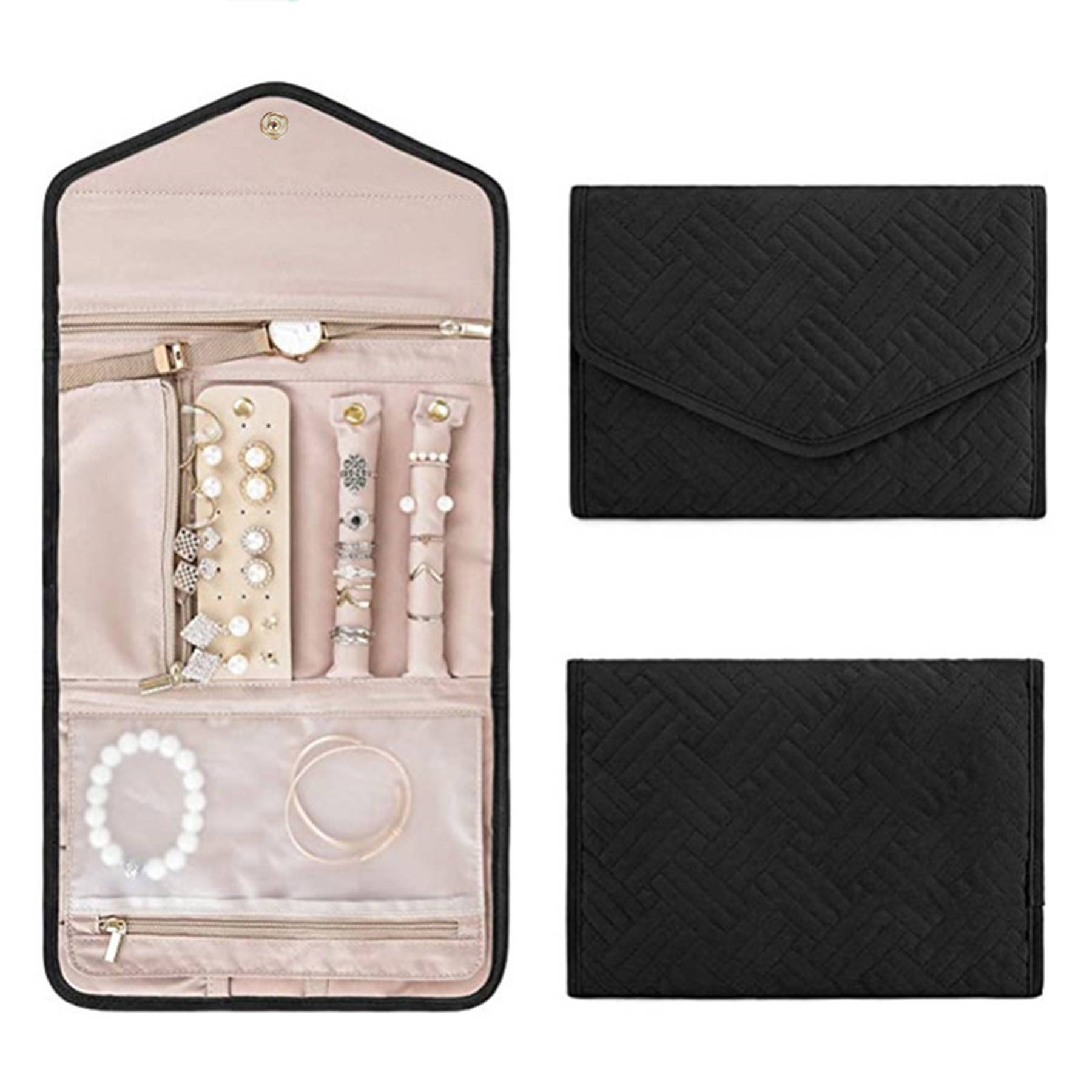 Travel Jewelry Organizer Roll Foldable Case 3