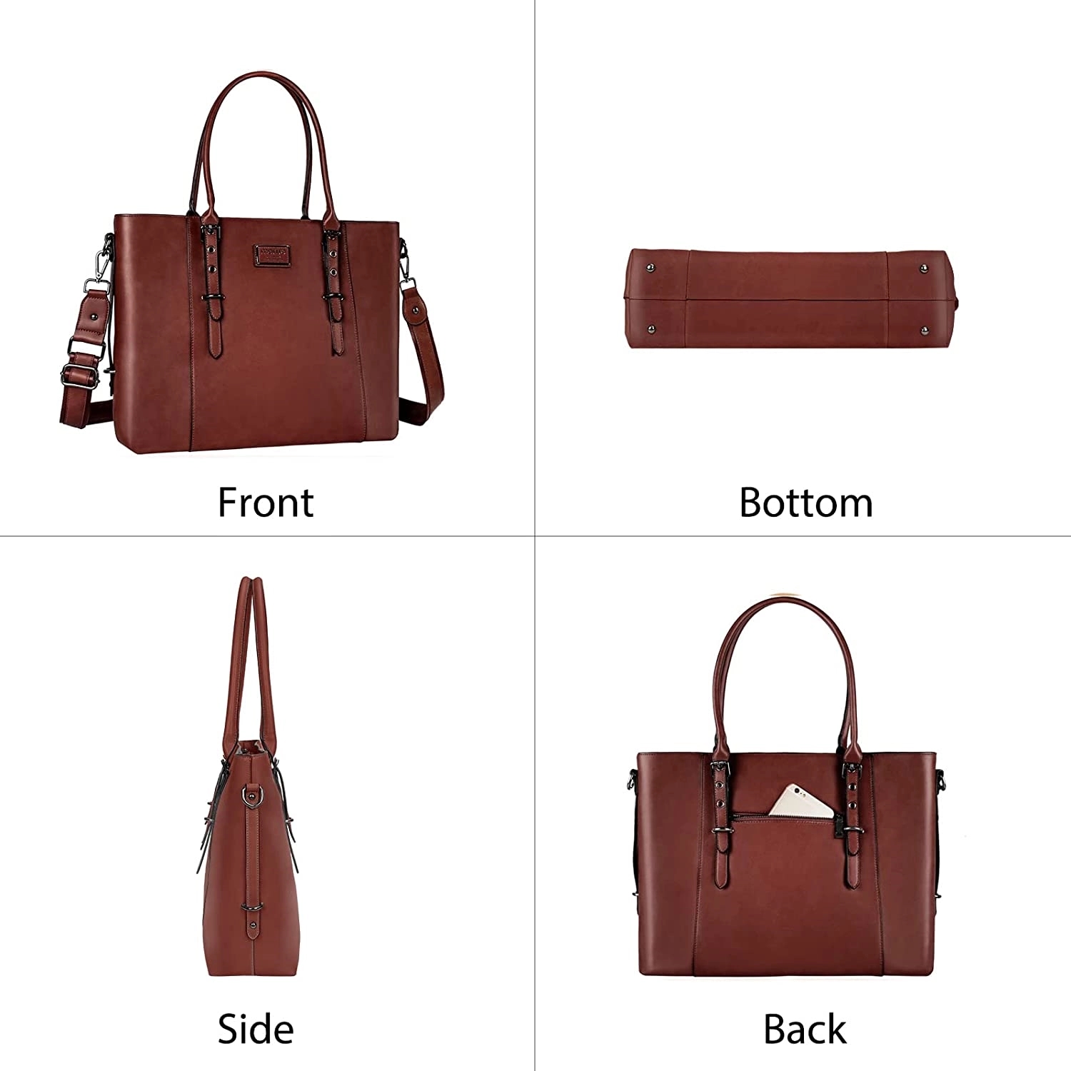 Pu Leather Laptop Tote Bag 8