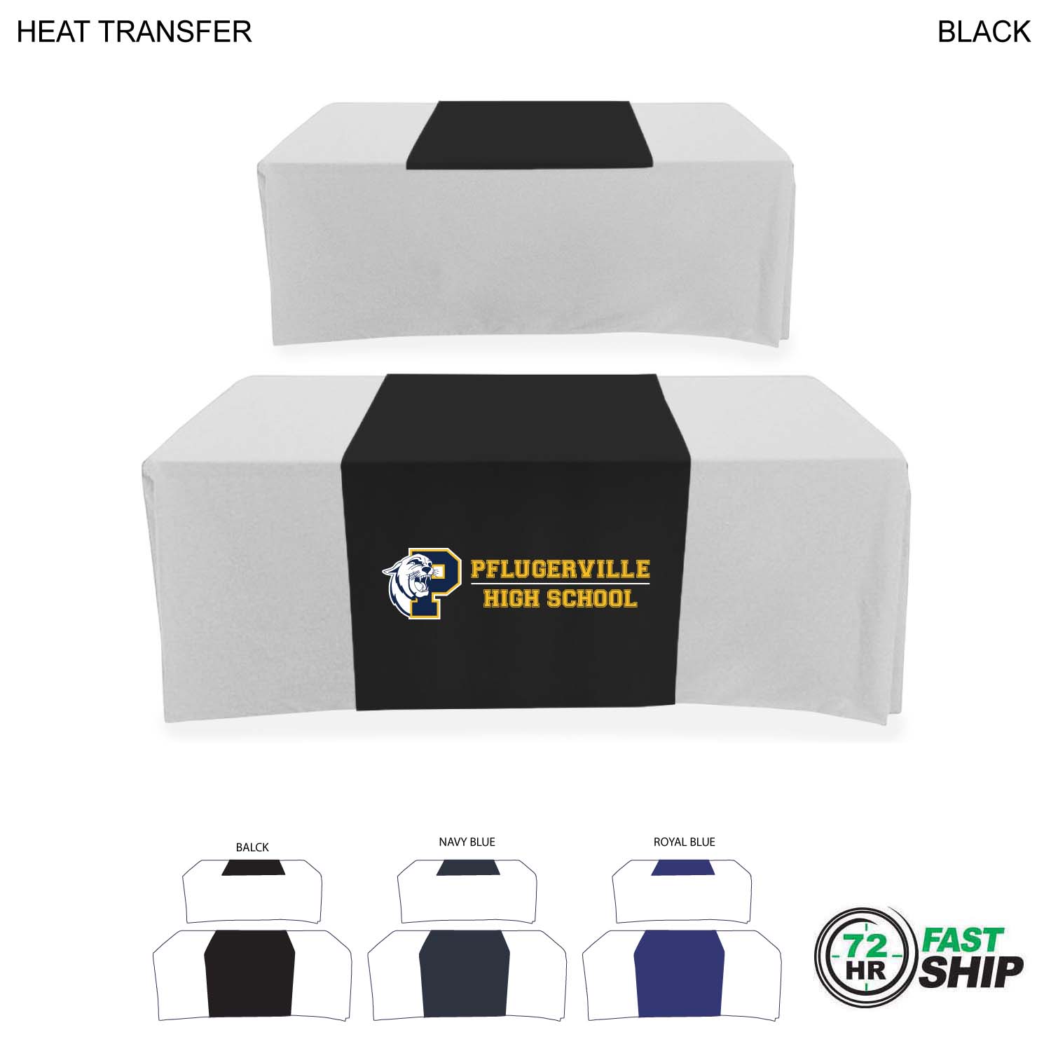 72 Hr Fast Ship - Polycotton Twill Table Runner, 30x60, Covers Front and Top of the table 4