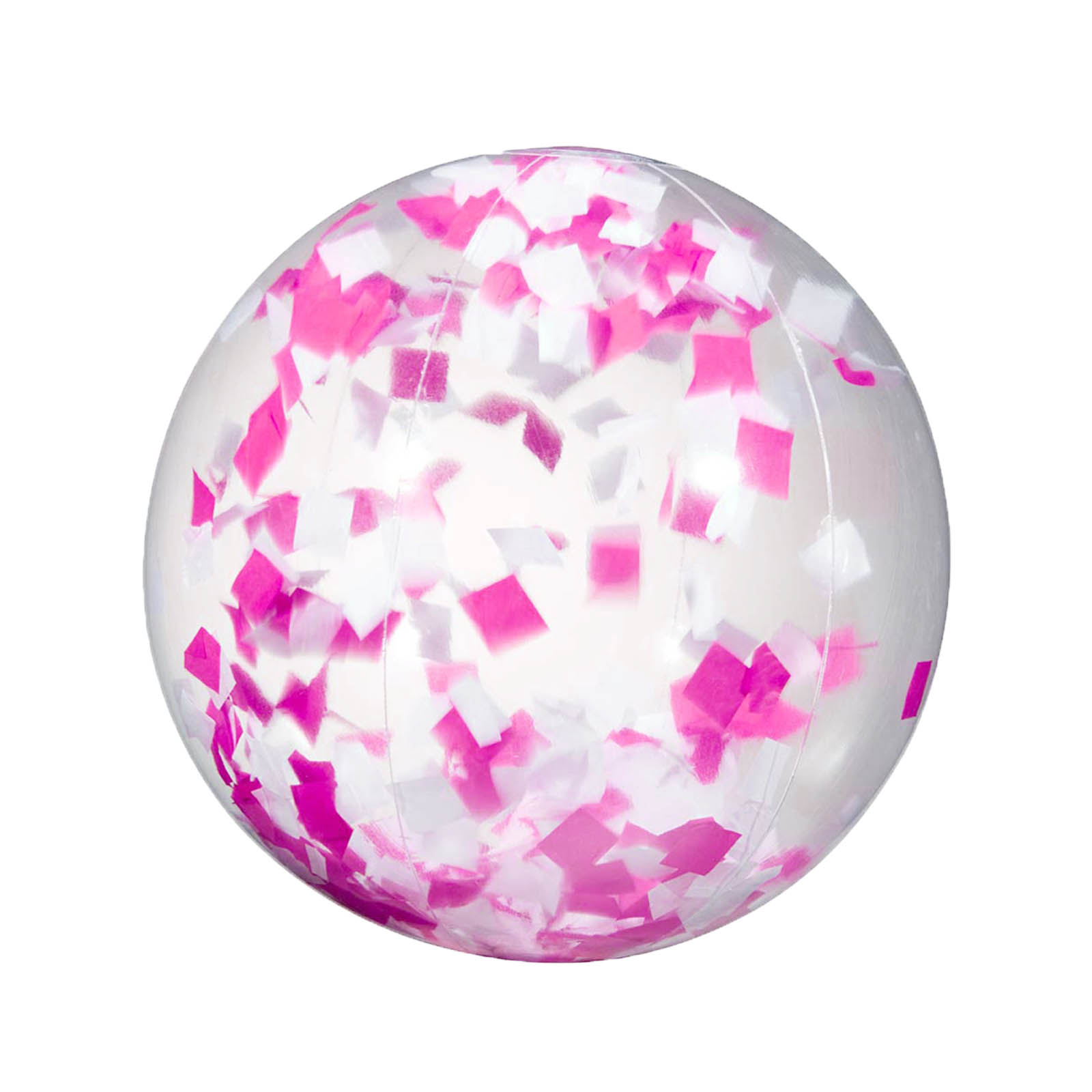 16" Pink and White Confetti Filled Round Beach Ball 4