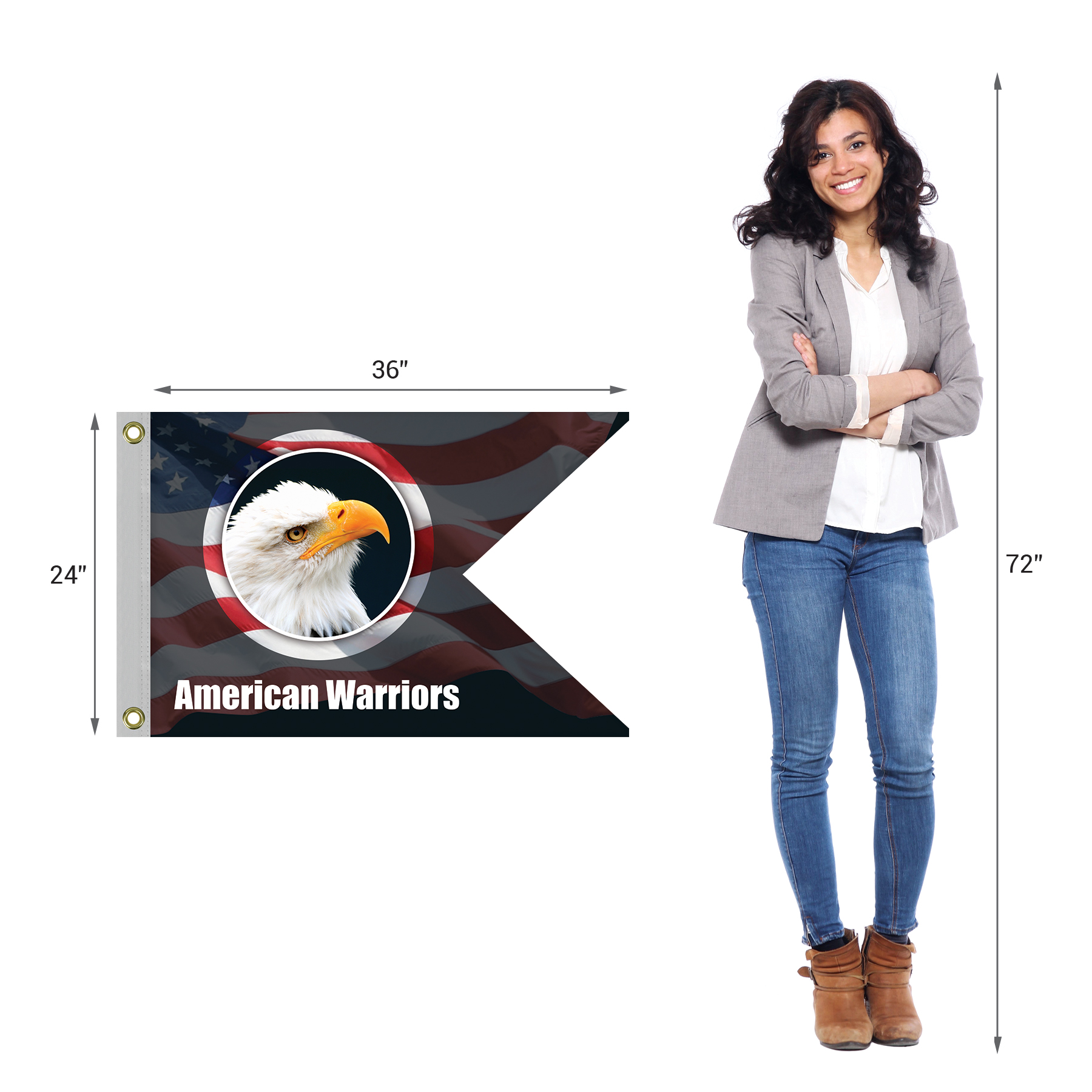 Single Reverse Knitted Polyester Guidon Boat Flag (24"x36") 10