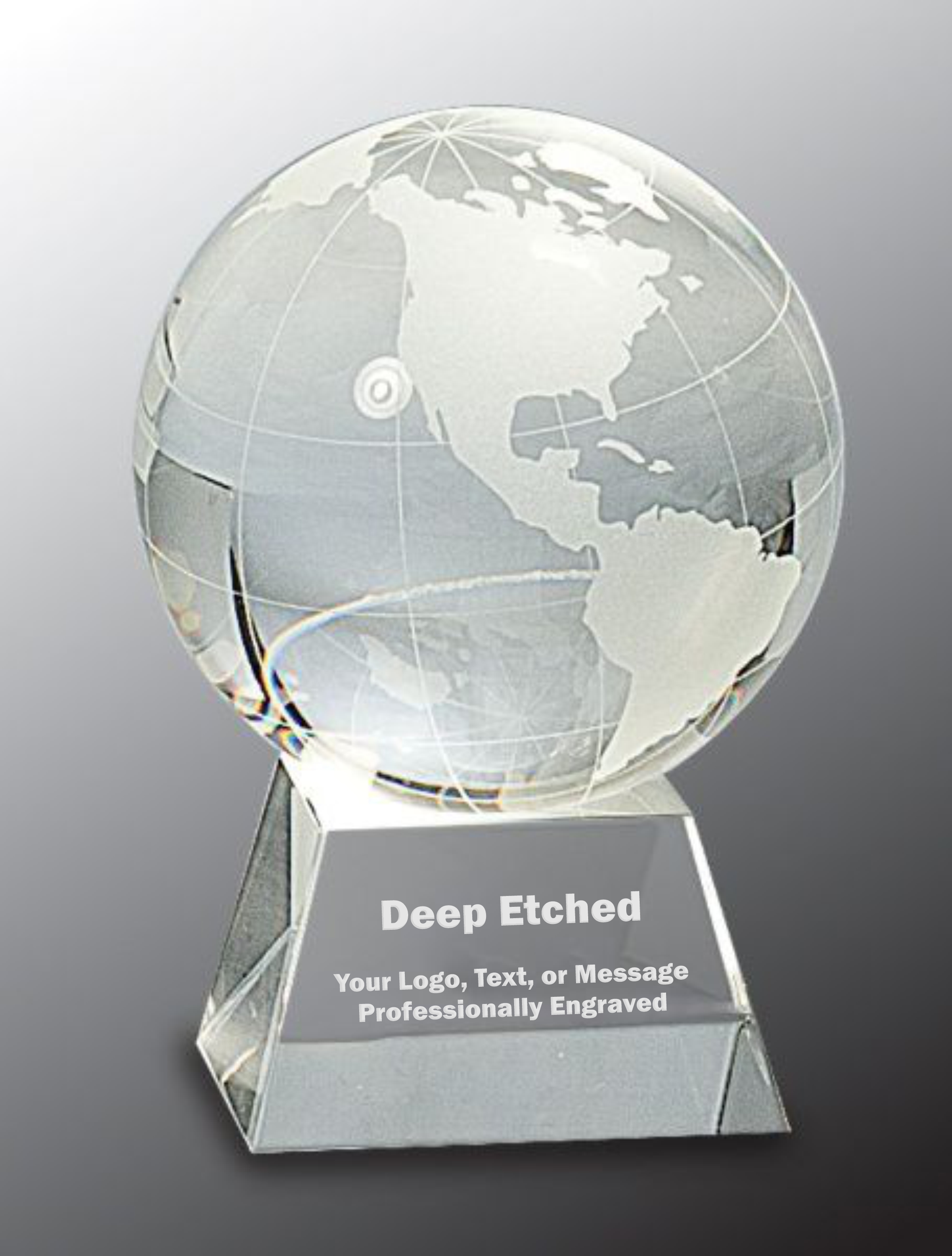 4 1/2" Crystal Globe Award on Clear Base
