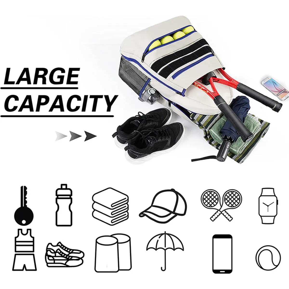Large Tennis Backpacks with Ventilated Shoe Compartment Hold 5