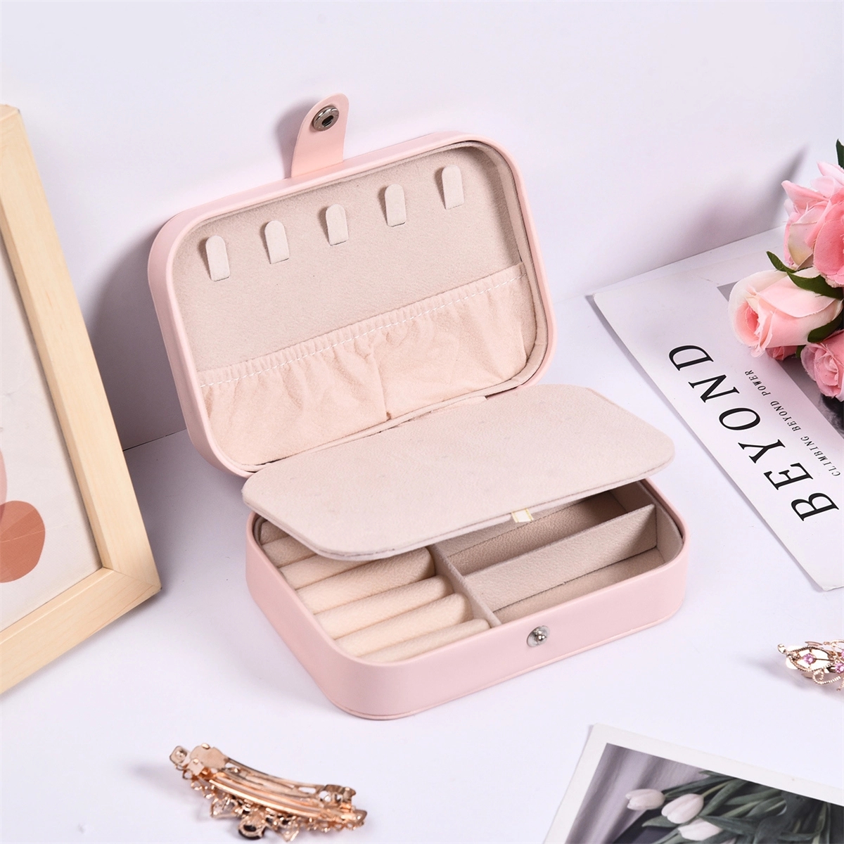Jewelry Box Small Travel Case 2 Layers Organizer Display 2