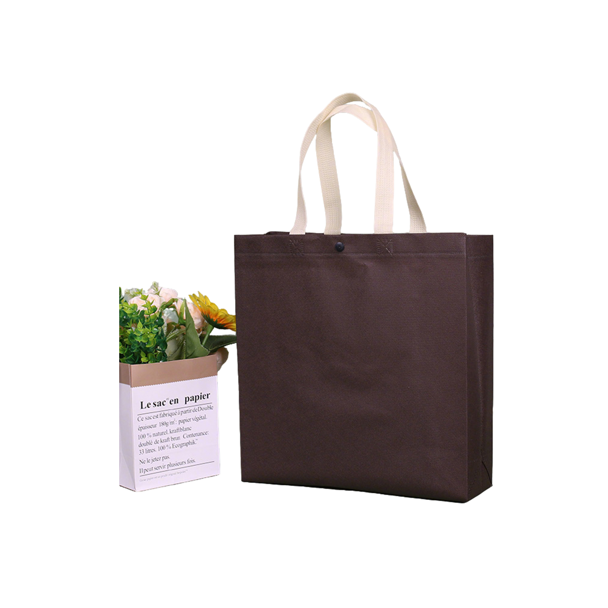 Nonwoven Fabric Tote With Concealed Closure 9 x 4 x 9.8" 16
