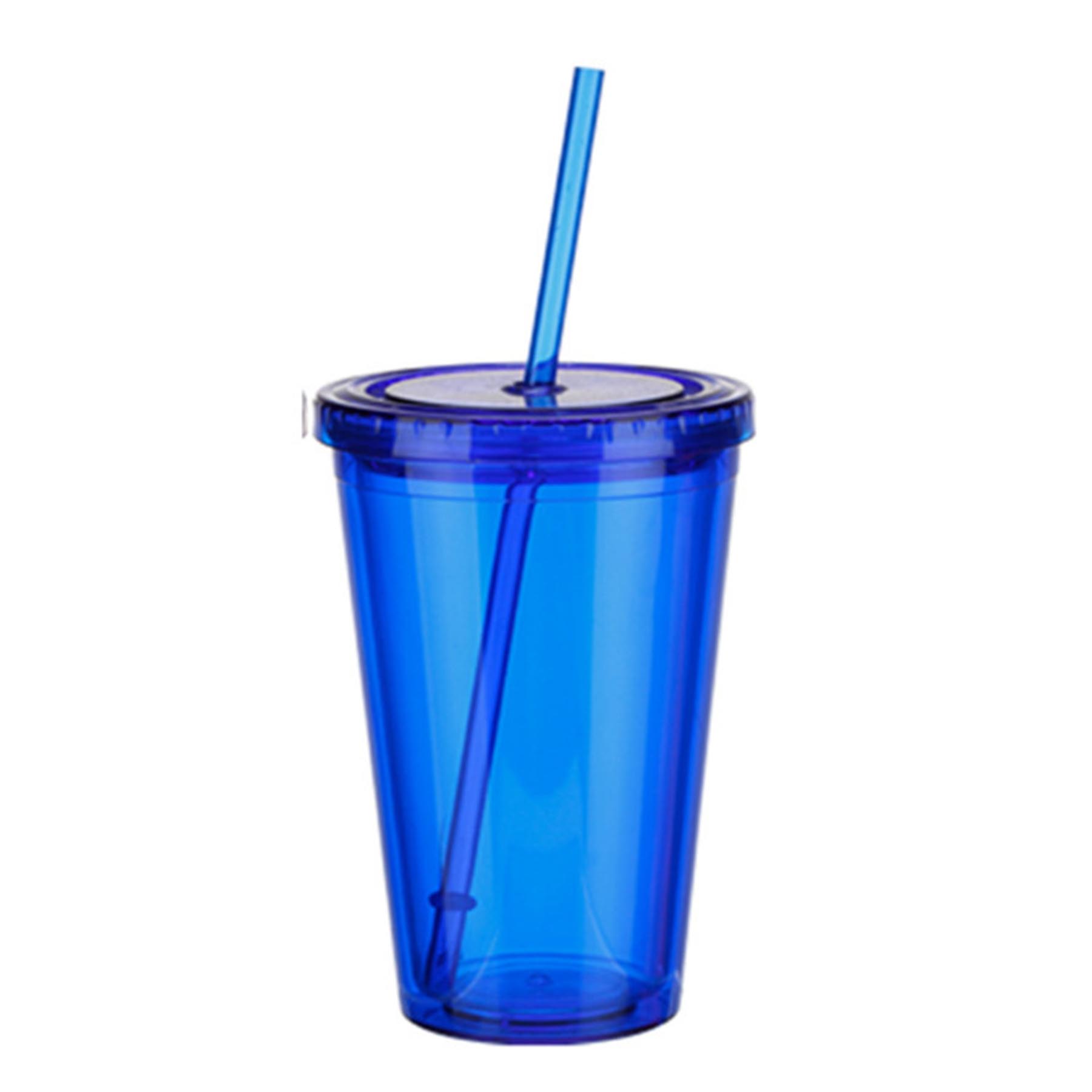 16 oz Clear Double Wall Tumbler With Lid & Straw 2