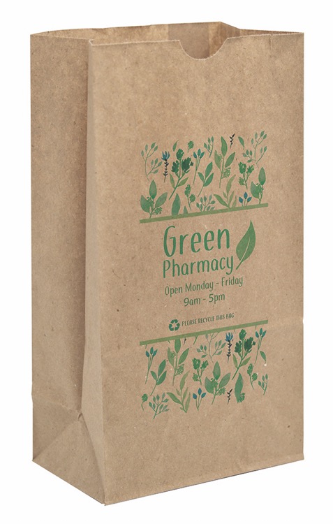 Full Color 1-Sided SOS Kraft Paper Bags (5" x 9.625" x 3.125")