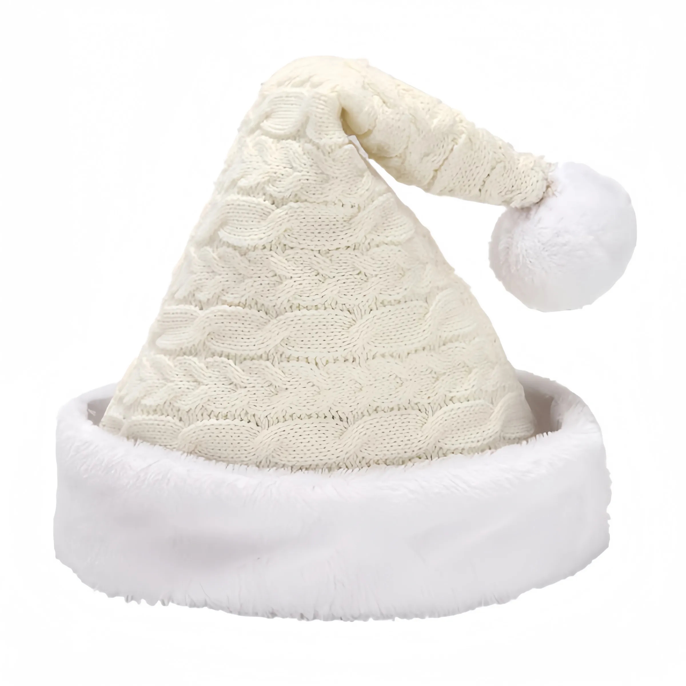 Fleece Knitted Wool Fried Dough Twists Christmas Hat 6