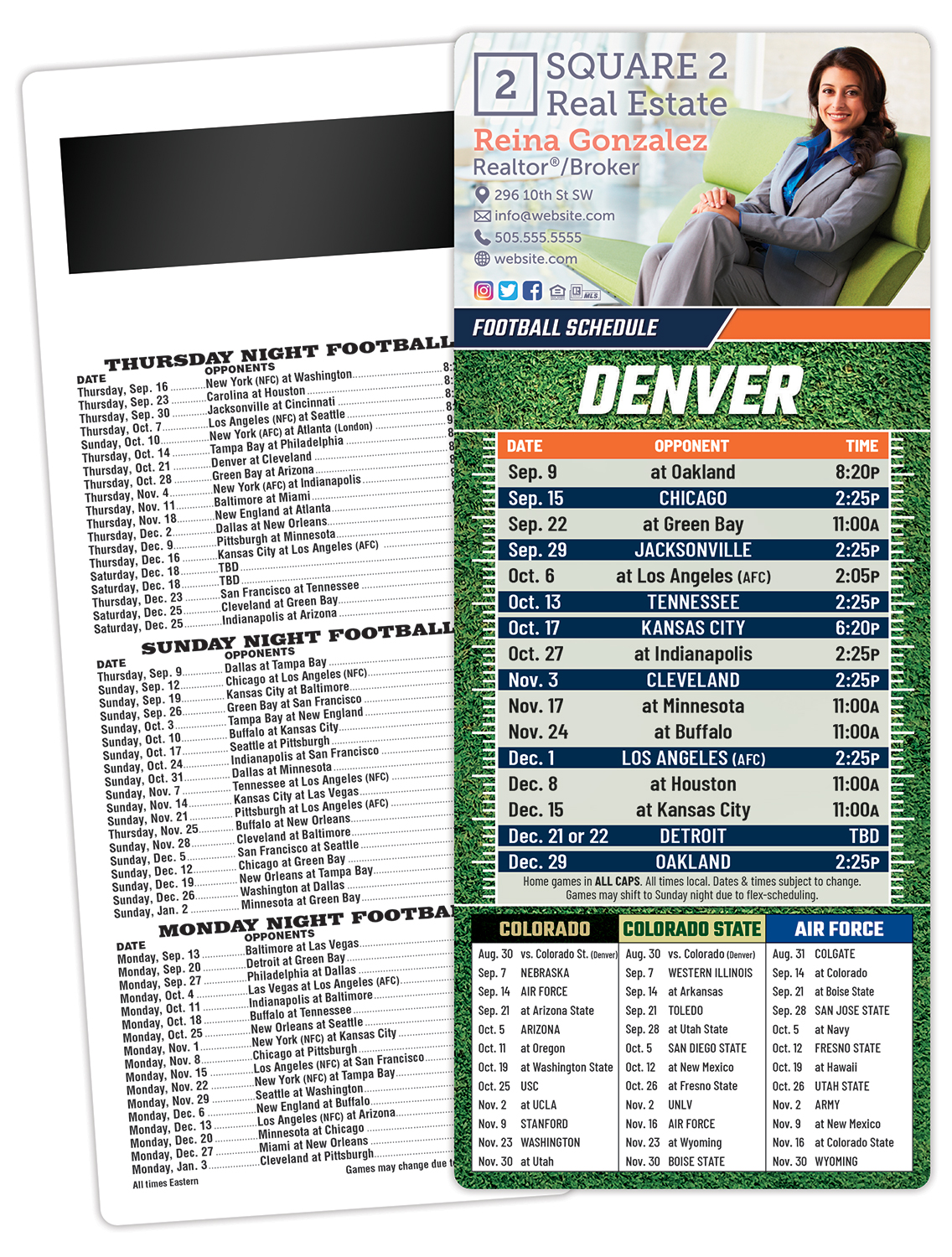 Football Schedule Laminated Card/Postcard with Magnet Strip 3.5x8.5 - 14 pt. 1