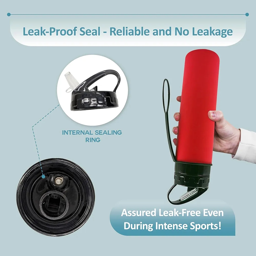 20 Oz Silicone Foldable Folding Sports Water Bottle 3