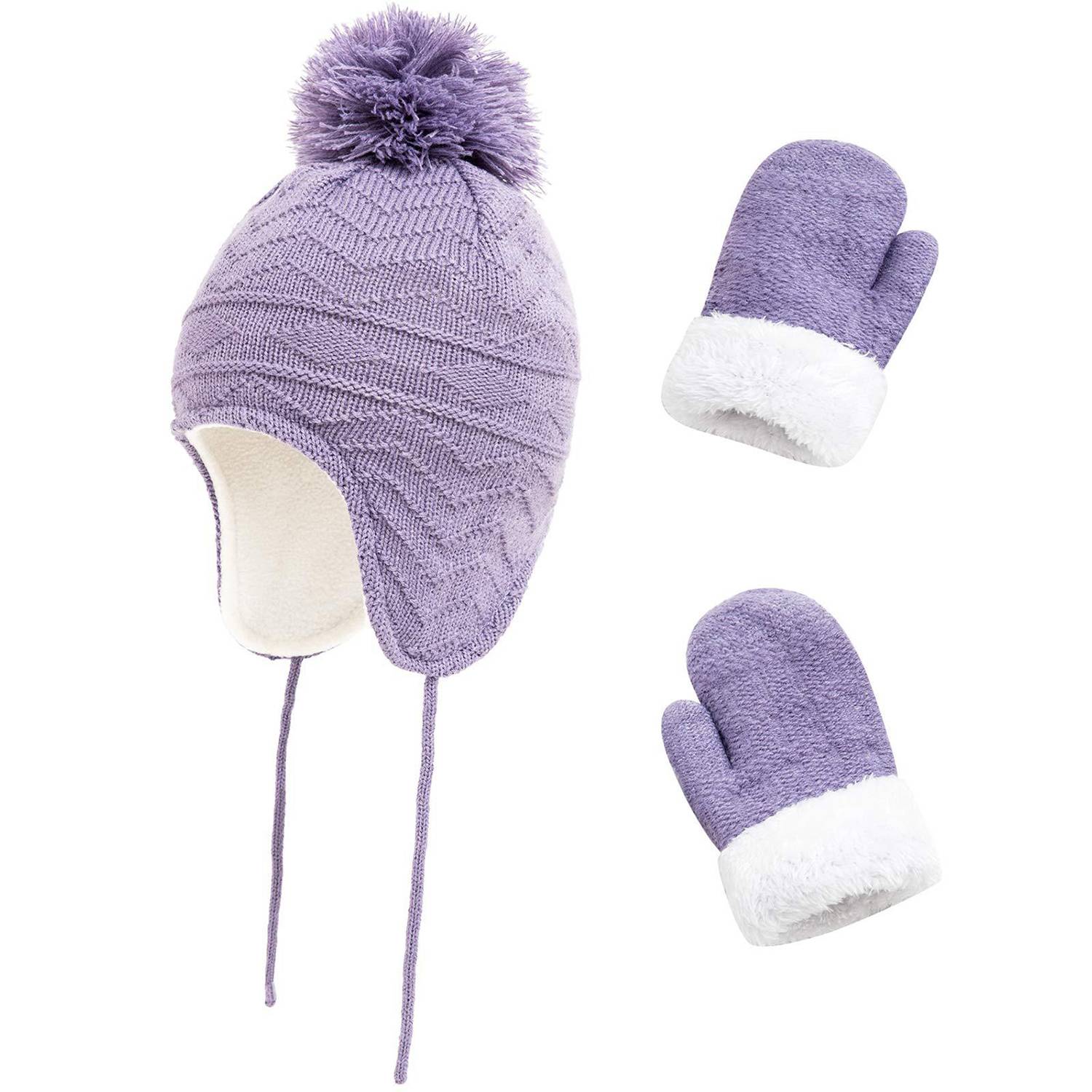 Soft Acrylic Toddler Winter Hat Mittens Set 10