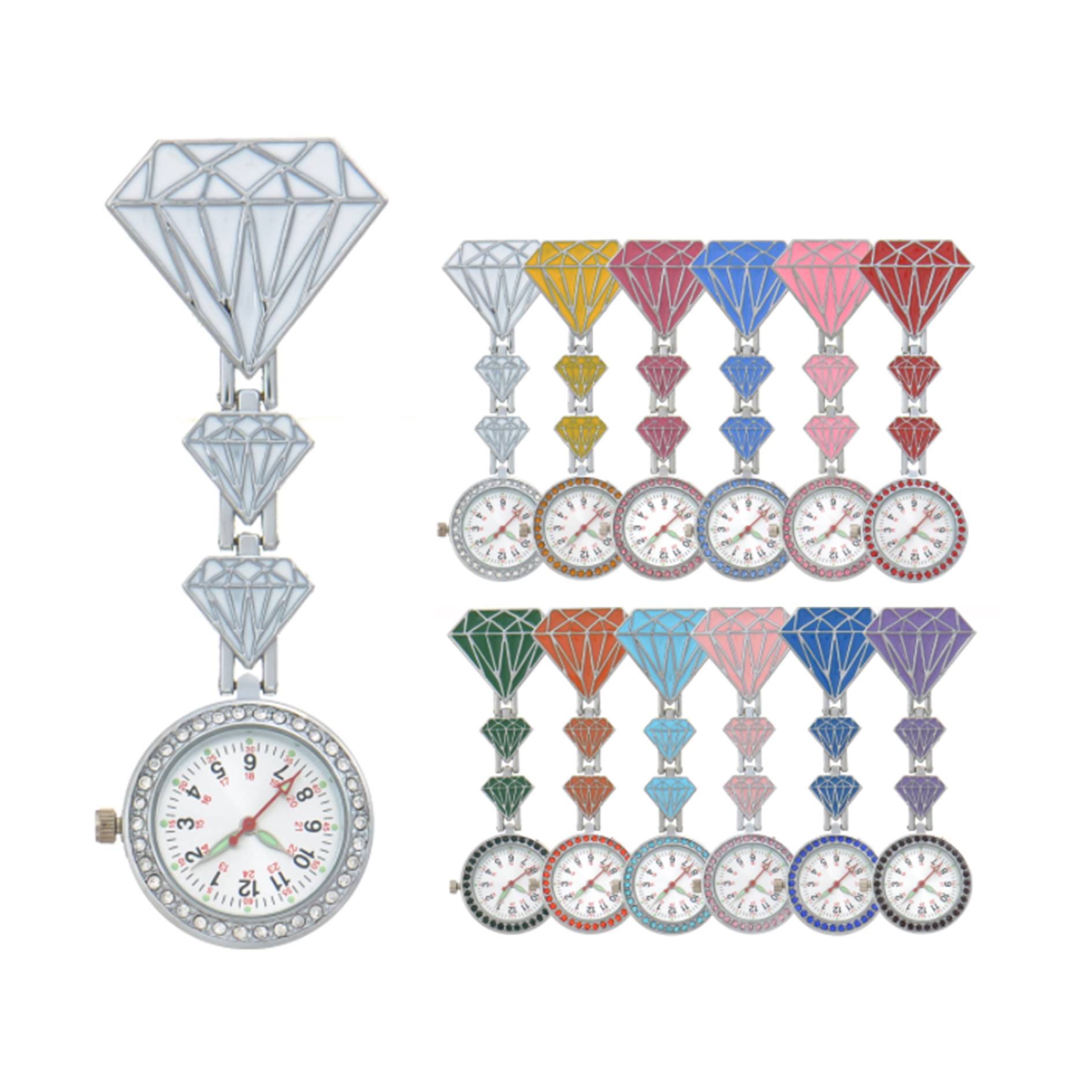 Diamond Shape Pocket Clip Nurse Watch 3