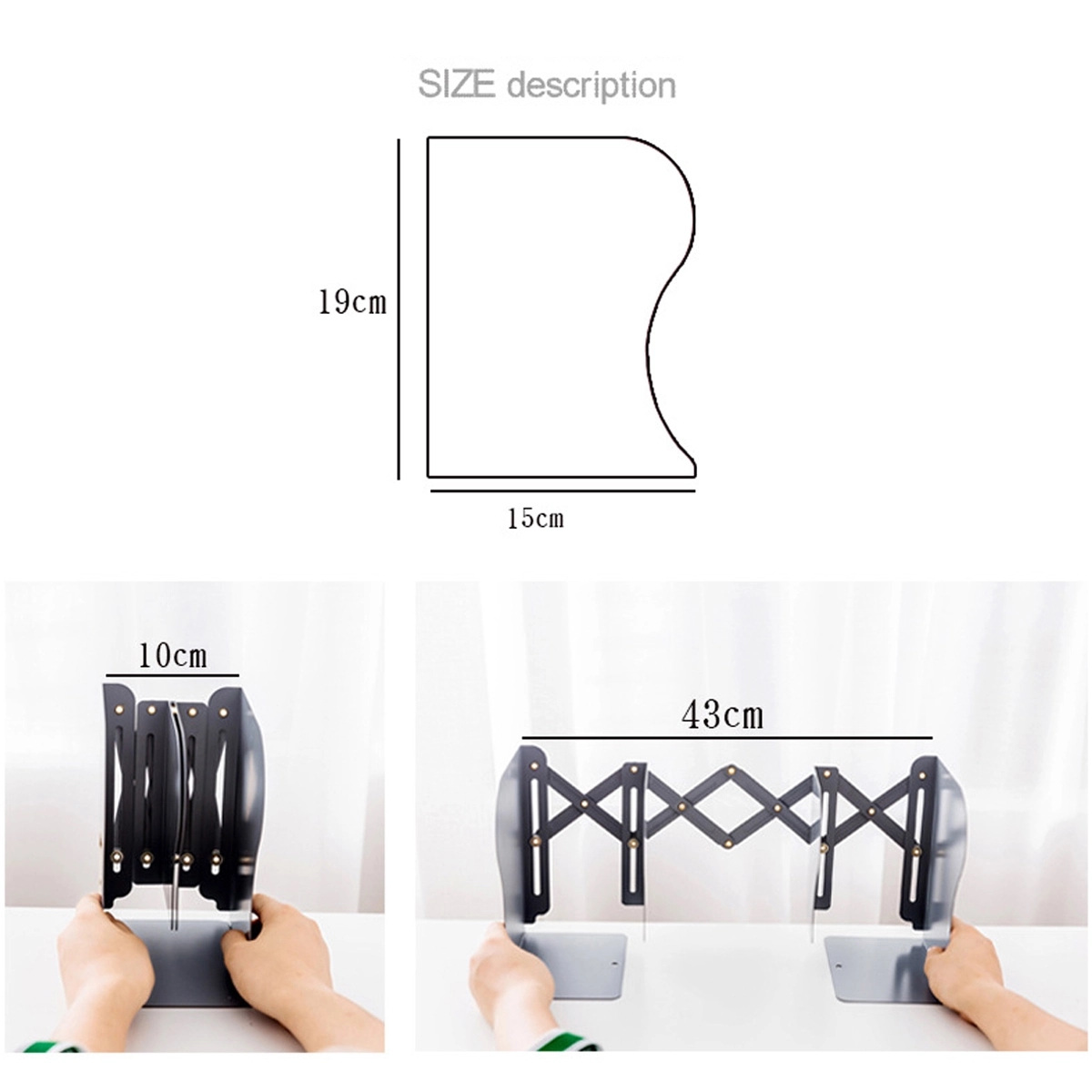 Book Organizer Holder Stand Nonskid Adjustable Bookends 4