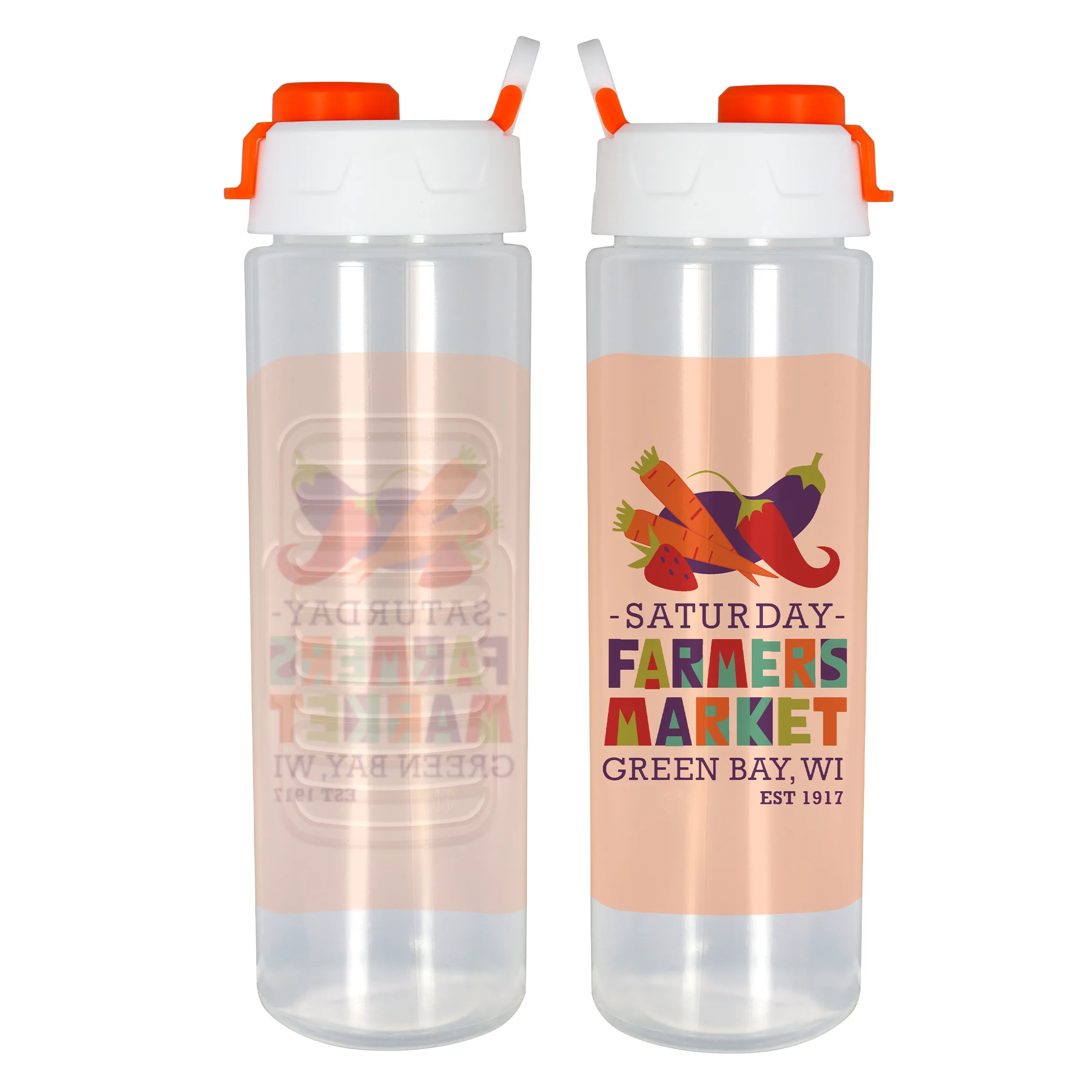Two Tone Pop Up 24 oz. Full Color Debossed Bottle 18