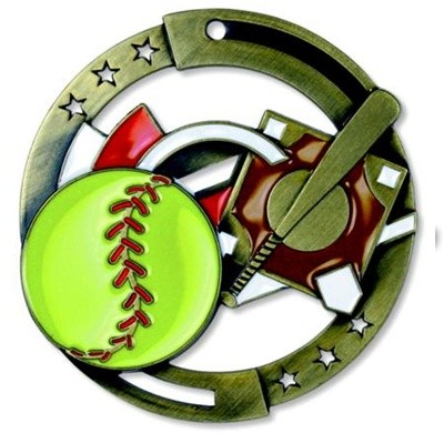 Softball M3XL Die Cast Medal - 2-3/4" 2