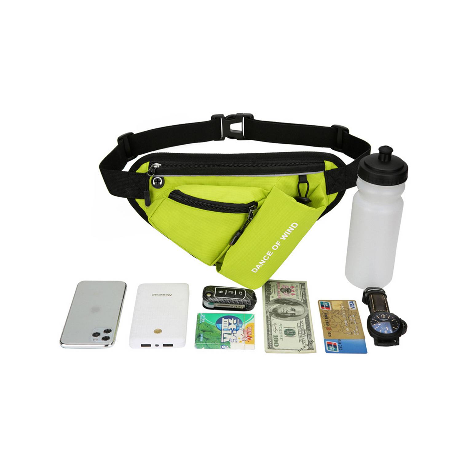 Nylon Fanny Pack with Water Bottle Pocket 2