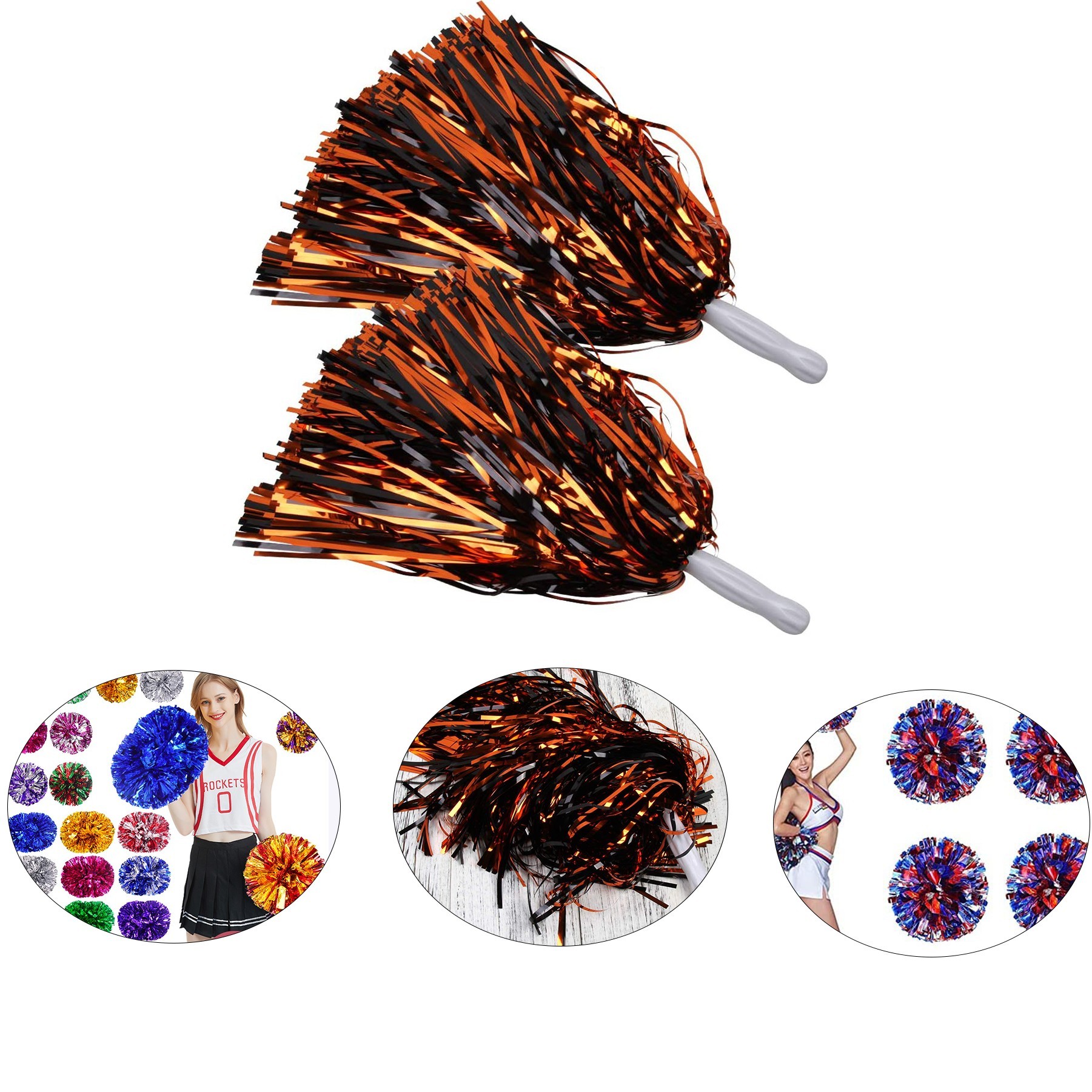 Metallic Cheerleading Pom Pom Foil Fluffy 1