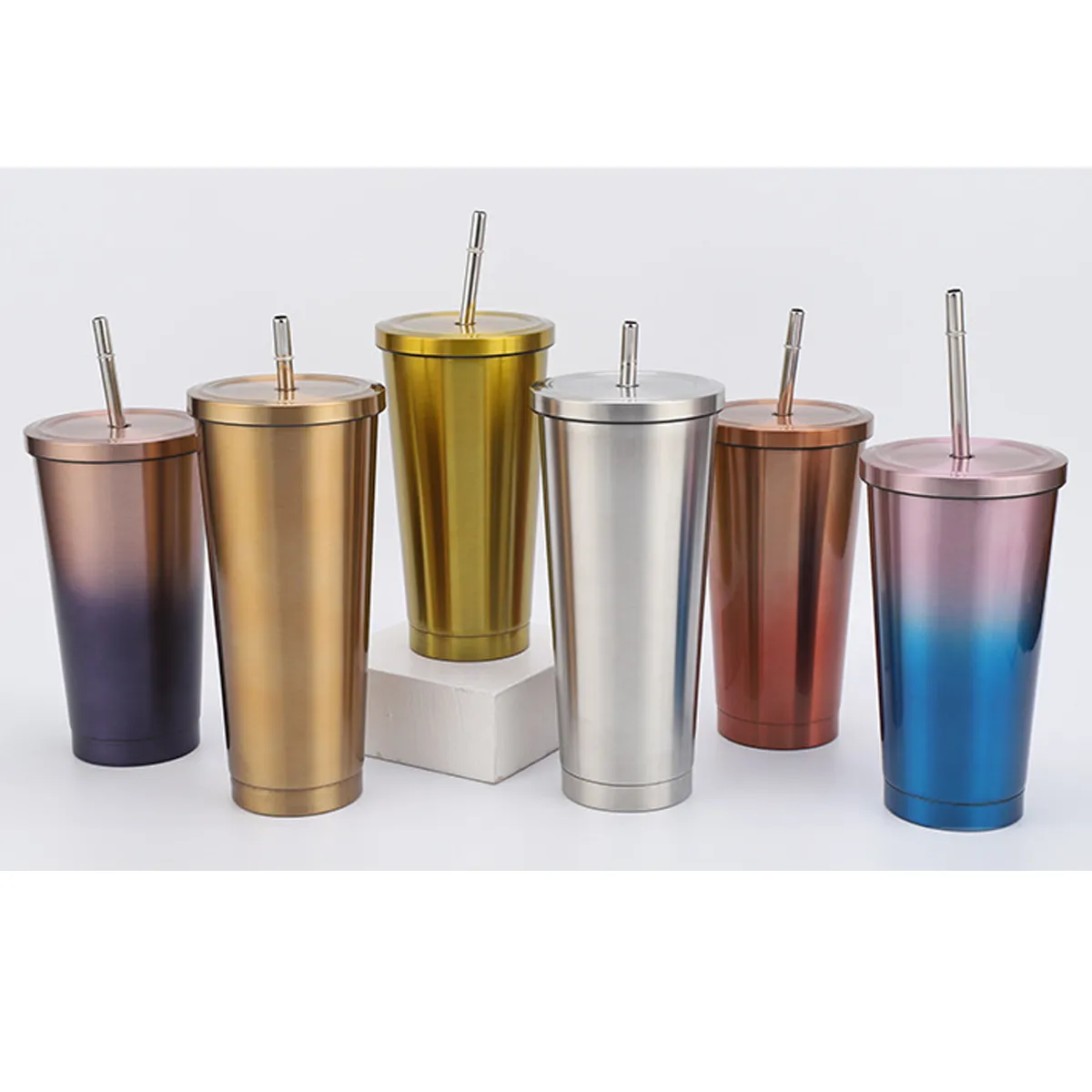 25oz. Insulated Stainless Steel Tumbler W/Lid and Straw Cup 6