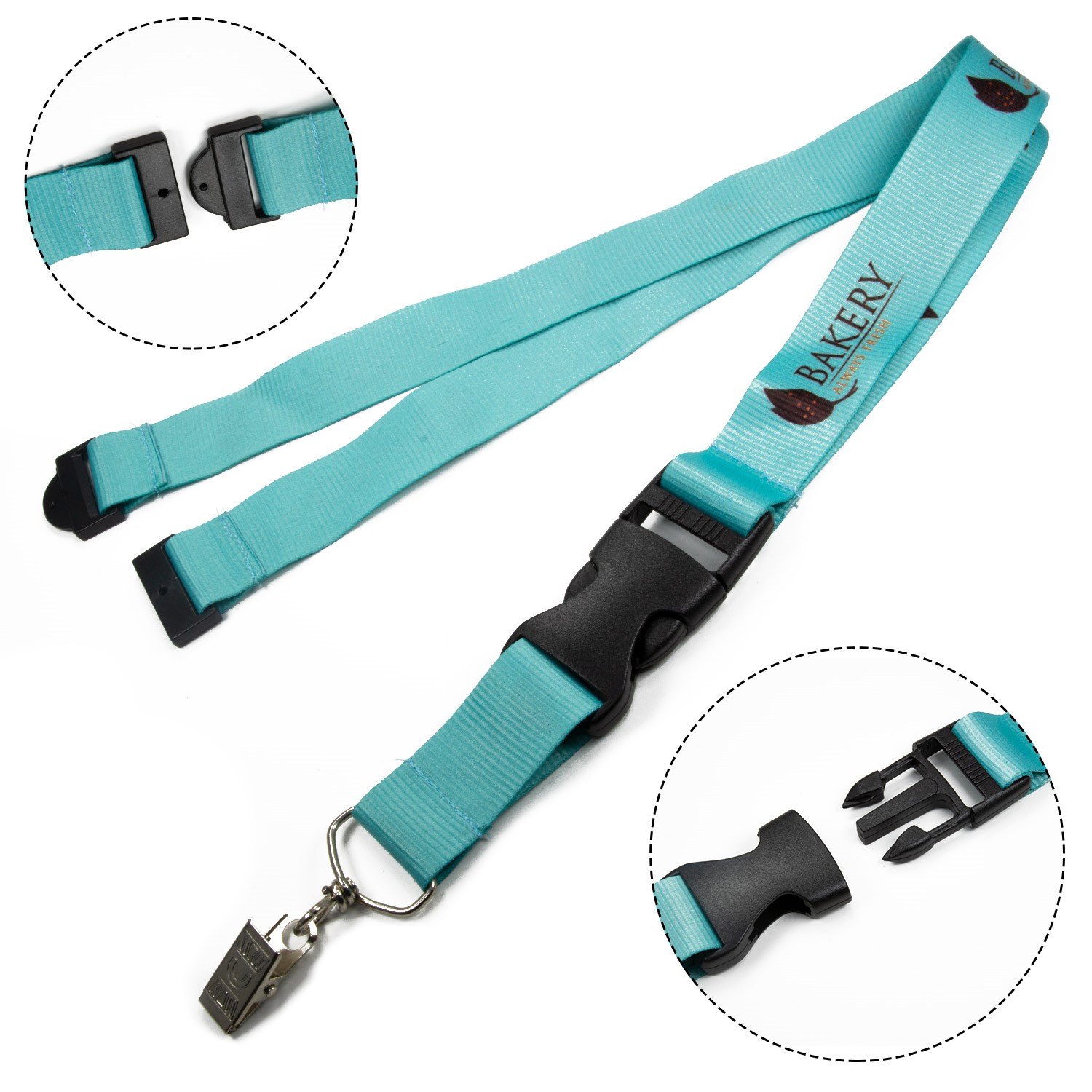 Polyester Full color Lanyards with Buckle Release & Safety Breakaway 1
