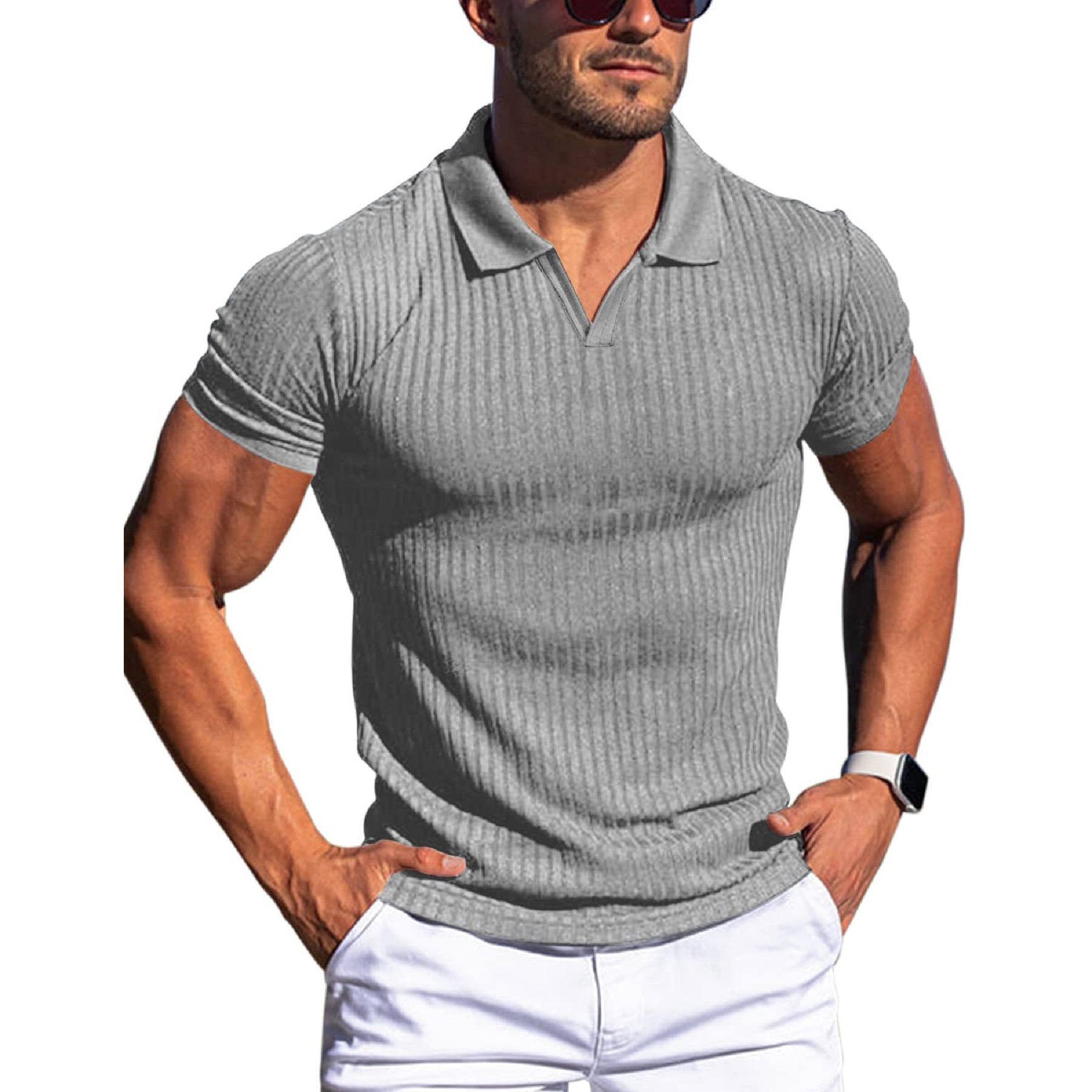 Polo Shirts for Men Short Sleeve Slim Fit Shirts Casual Stretch 4