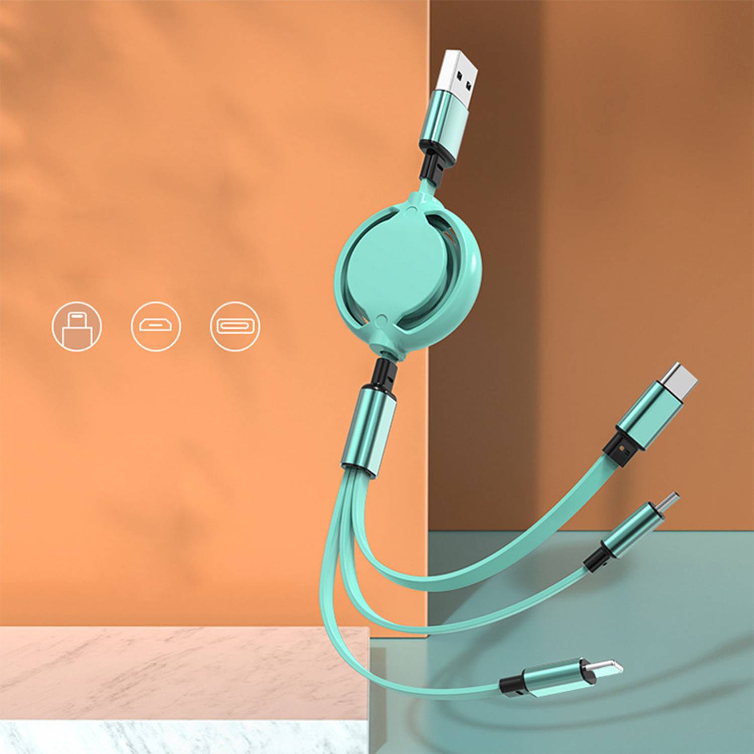 Three In One Fast Charging Car Charging Cable 2