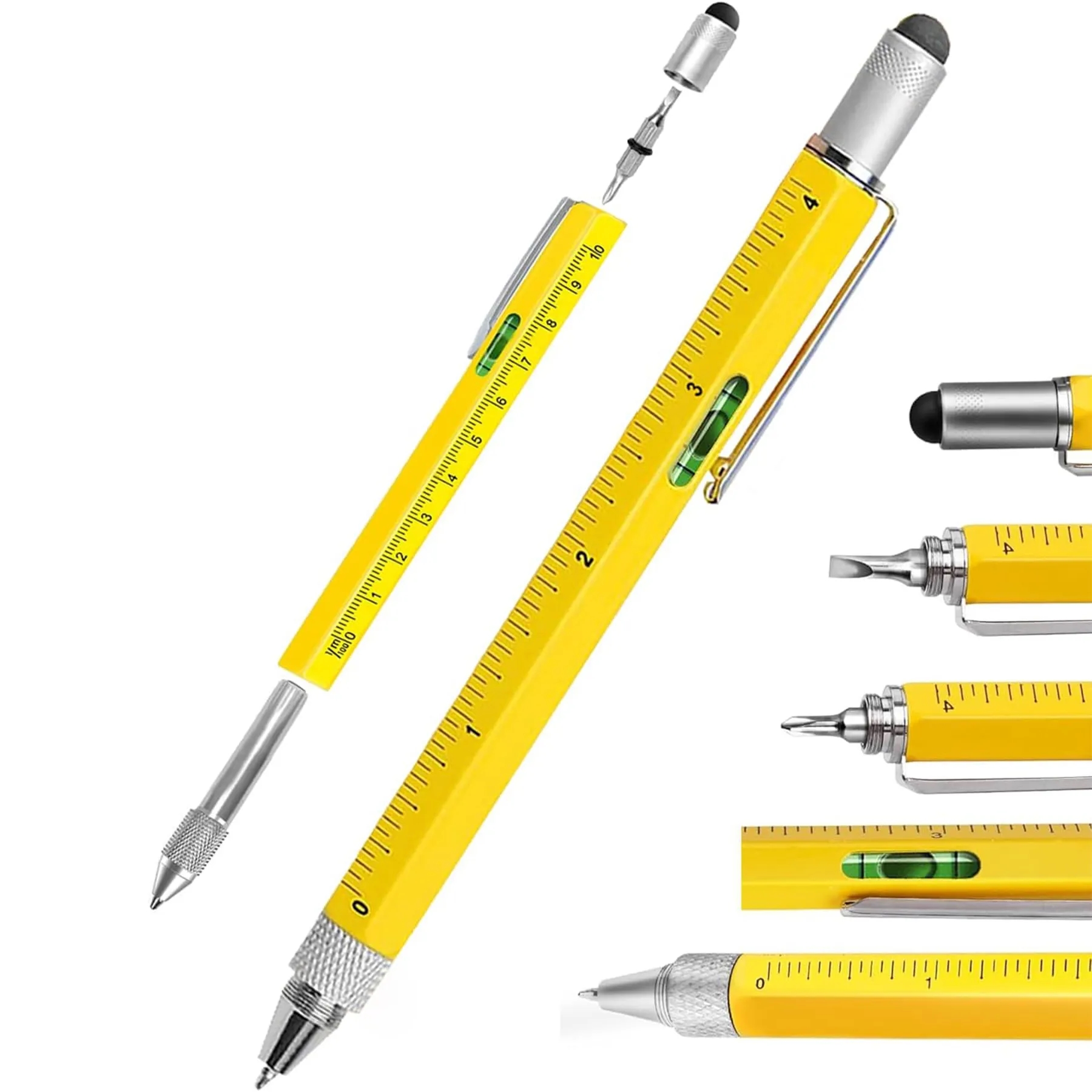 Gifts For Men,6 in 1 Multitool Pen With Level Ruler 4