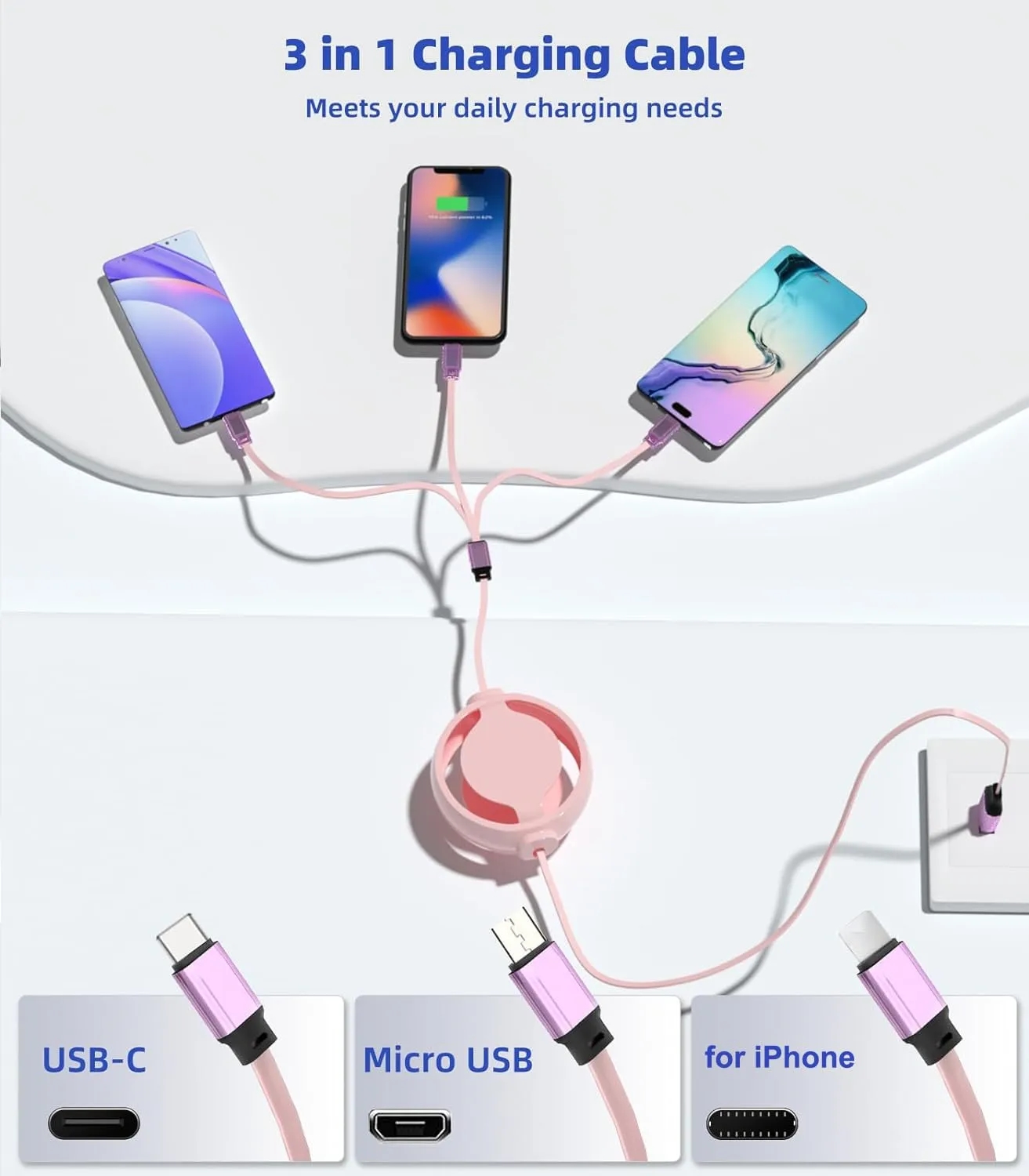 3-in-1 Compact Retractable Charger Cable 4