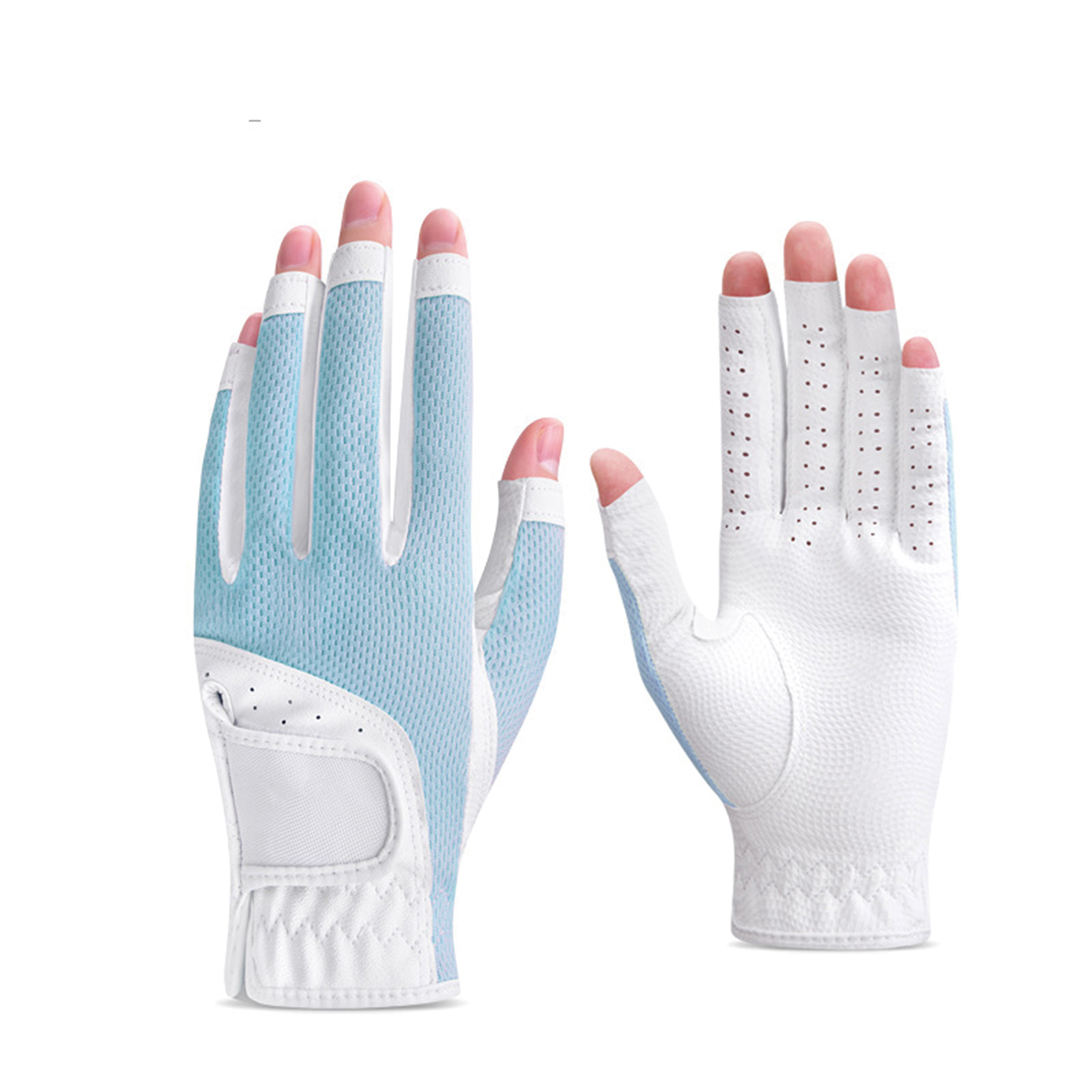 Golf Fingerless Breathable Mesh Sun Protection Gloves 2